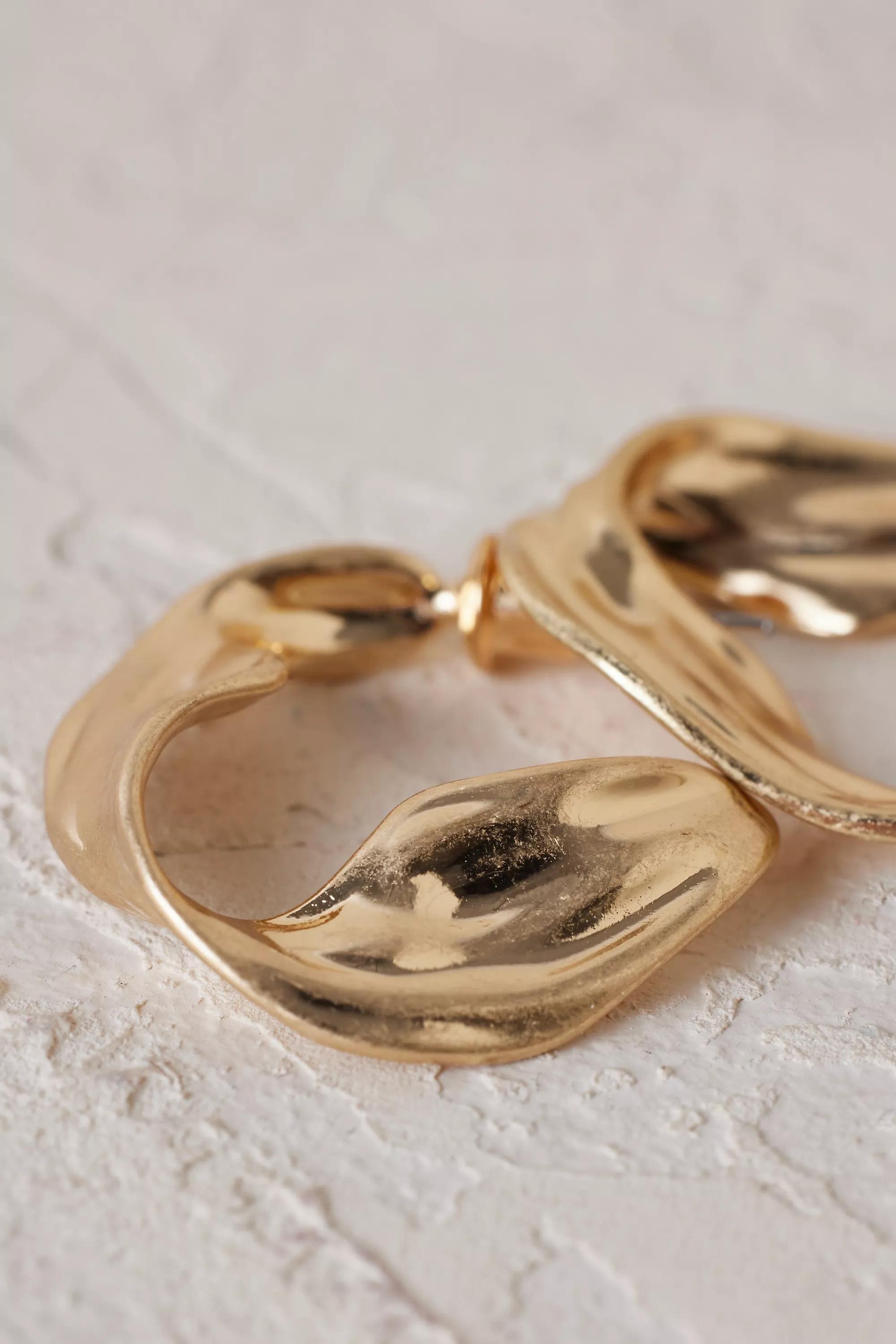 Gold-Plated Statement Stud Earrings, Gold, large image number 2
