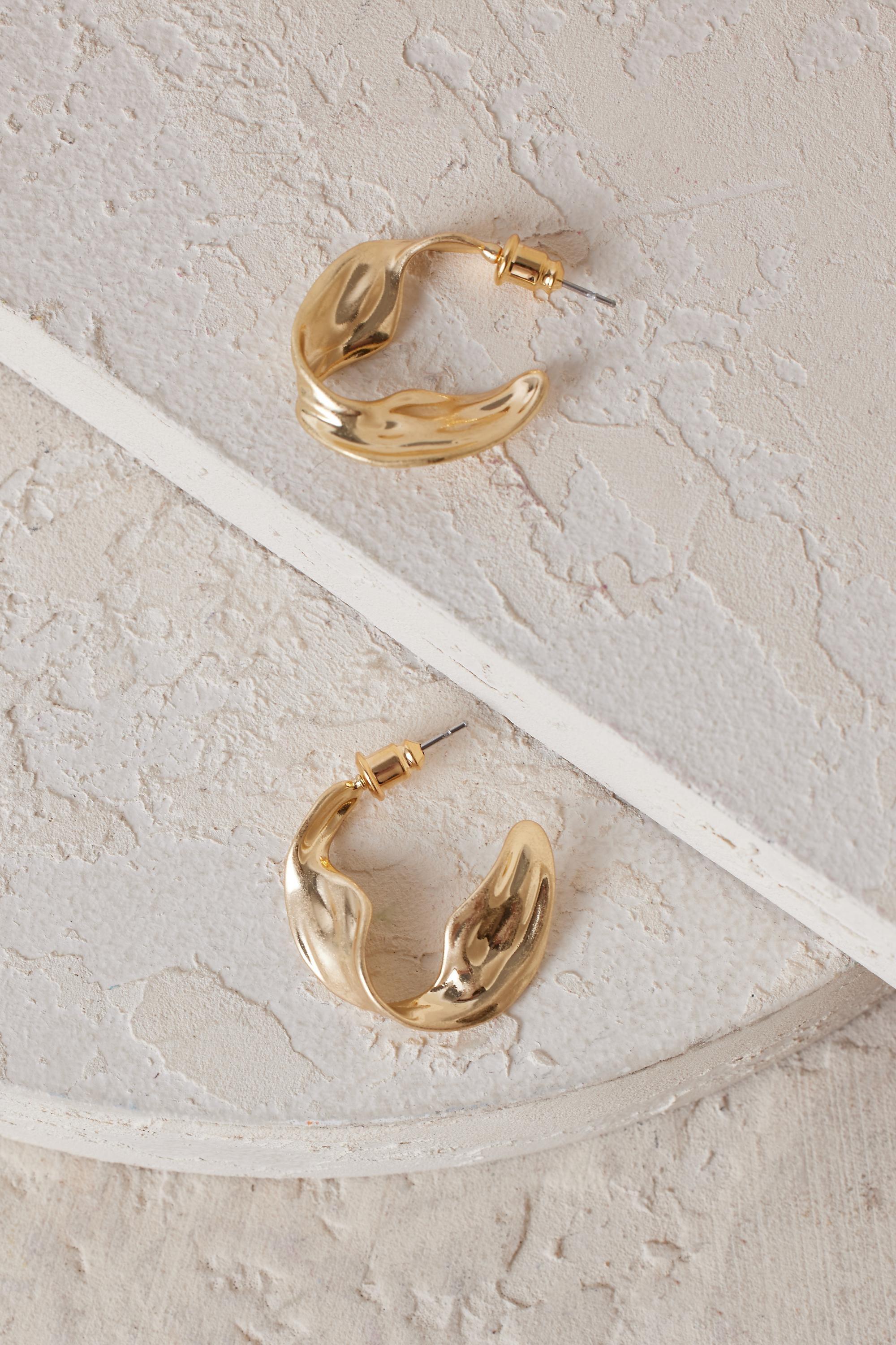Gold-Plated Statement Stud Earrings, Gold, large image number 3