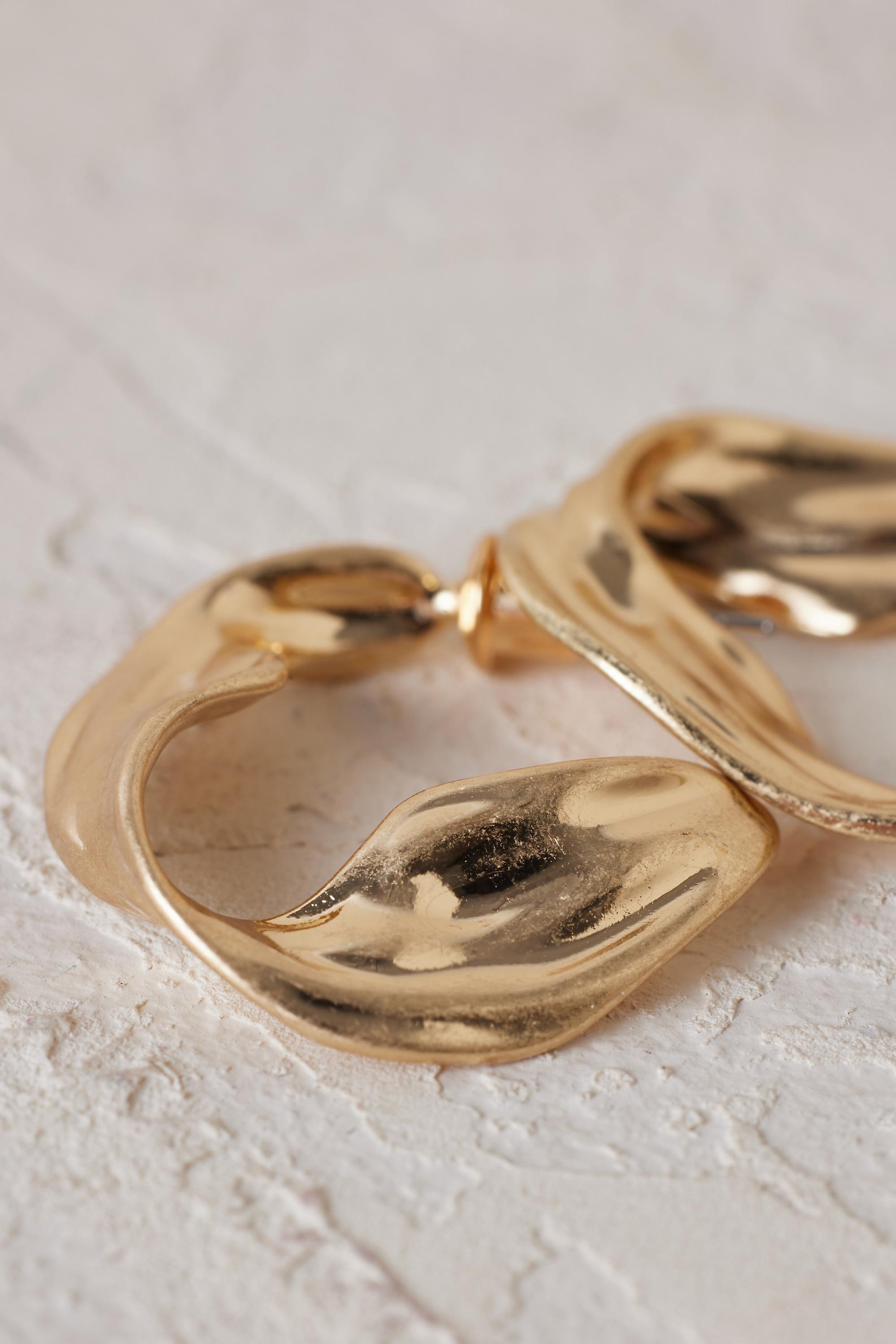 Gold-Plated Statement Stud Earrings, Gold, large image number 4