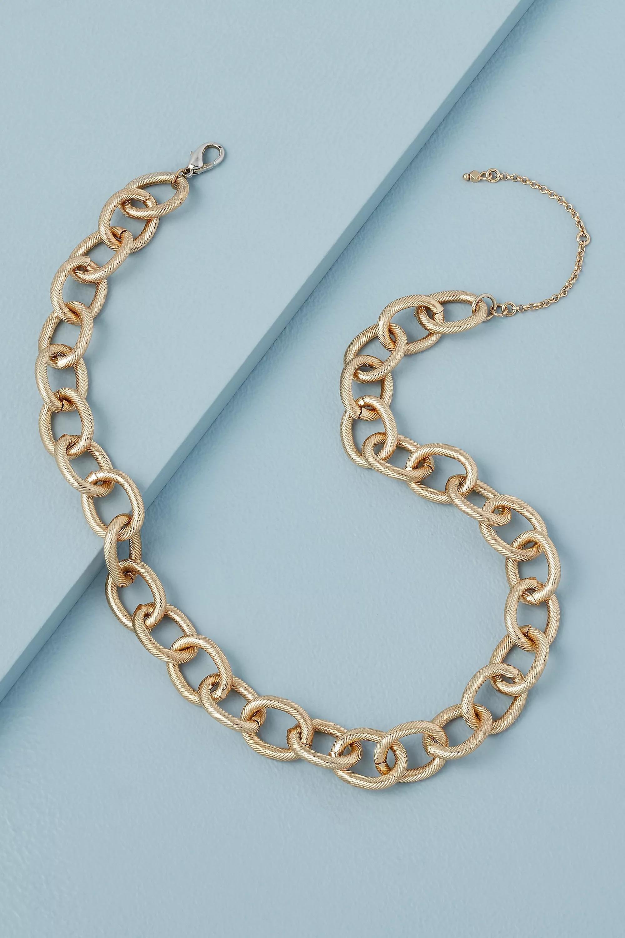 Chunky Texture Chain Necklace, Gold, A501_0070, large image number 0