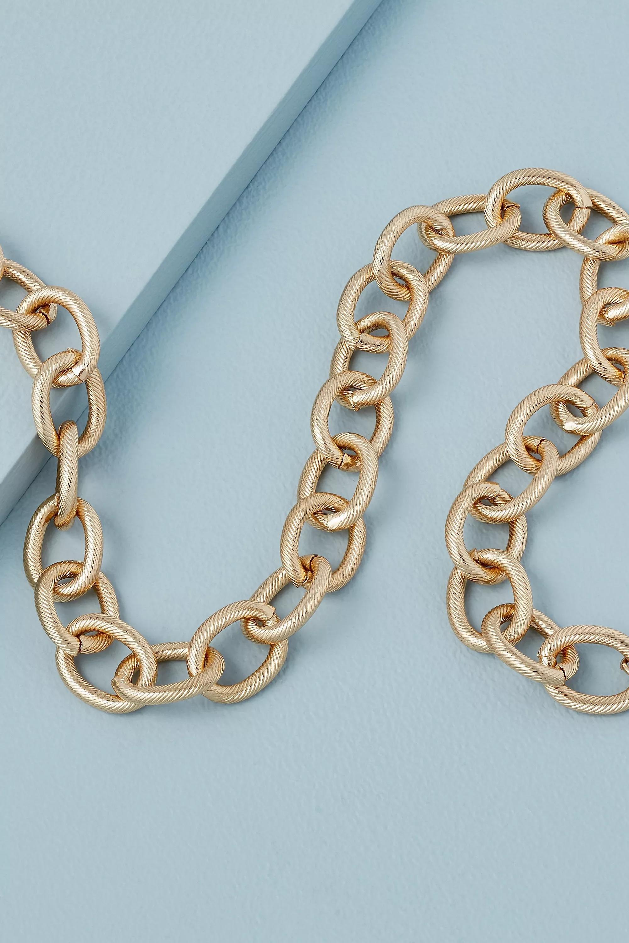 Chunky Texture Chain Necklace, Gold, A501_0070, large image number 1