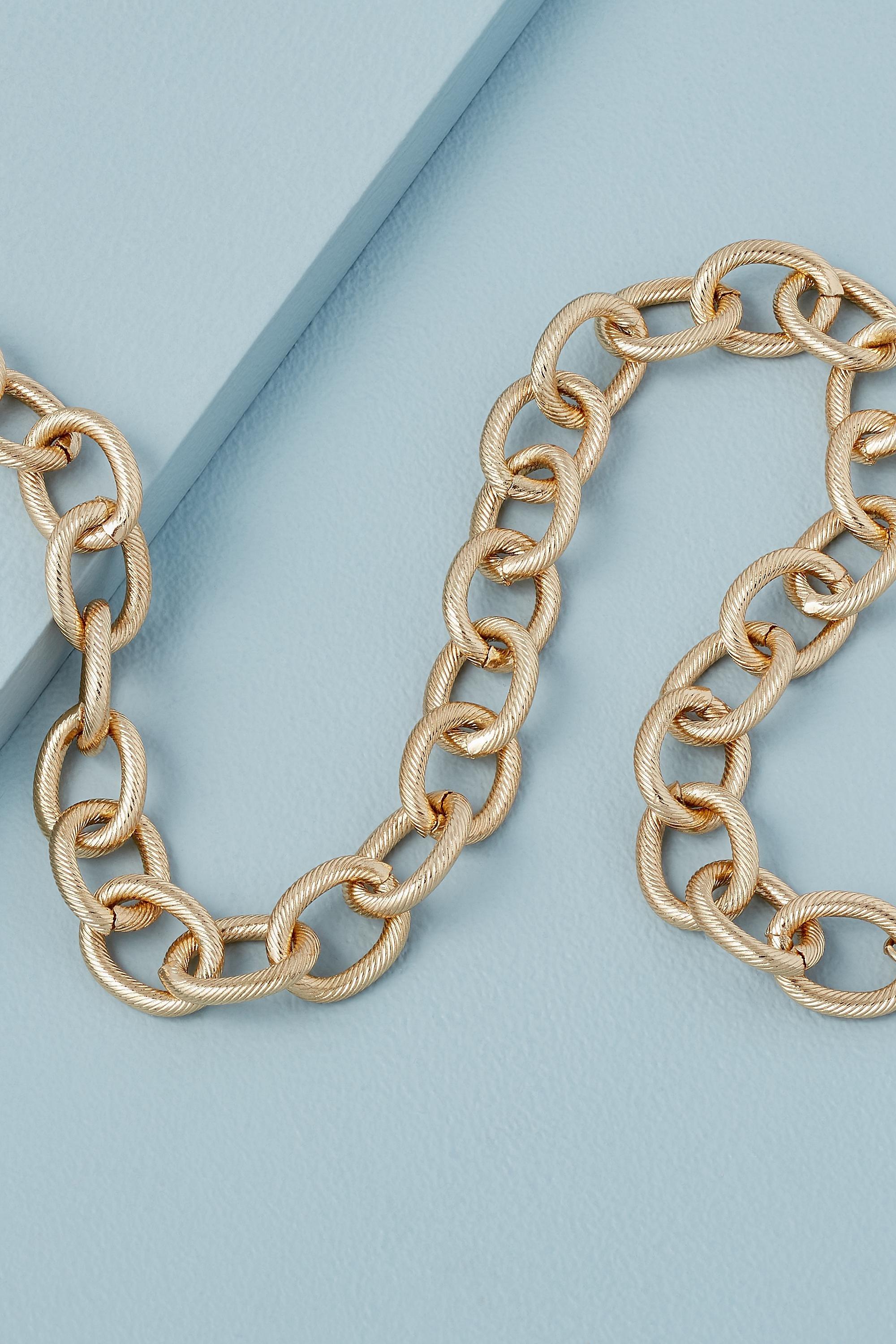 Chunky Texture Chain Necklace, Gold, A501_0070, large image number 3