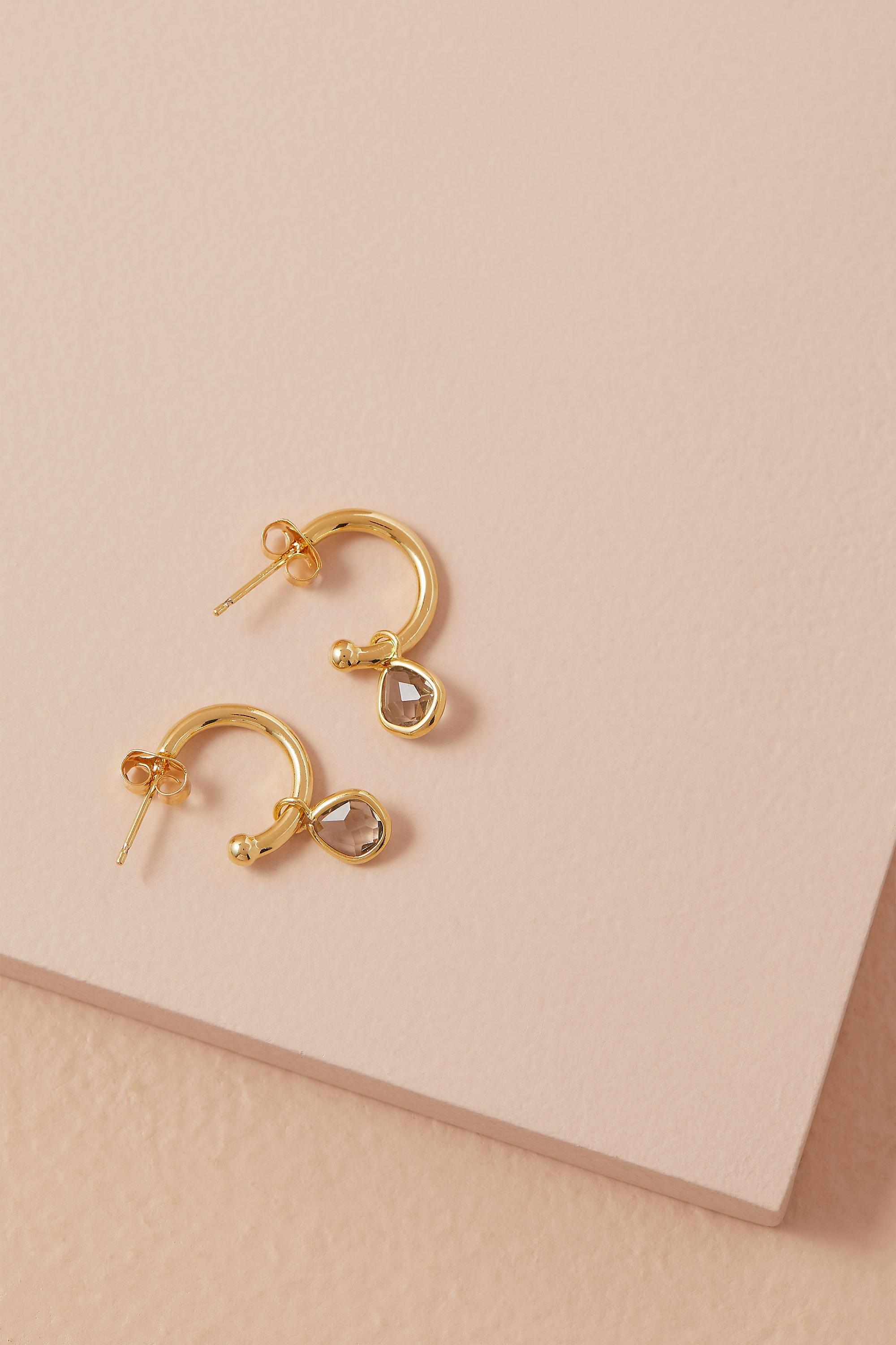 Birthstone Hoop Earrings, Pink, , medium