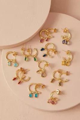 Birthstone Hoop Earrings, Pink, A501_0066, large image number 3