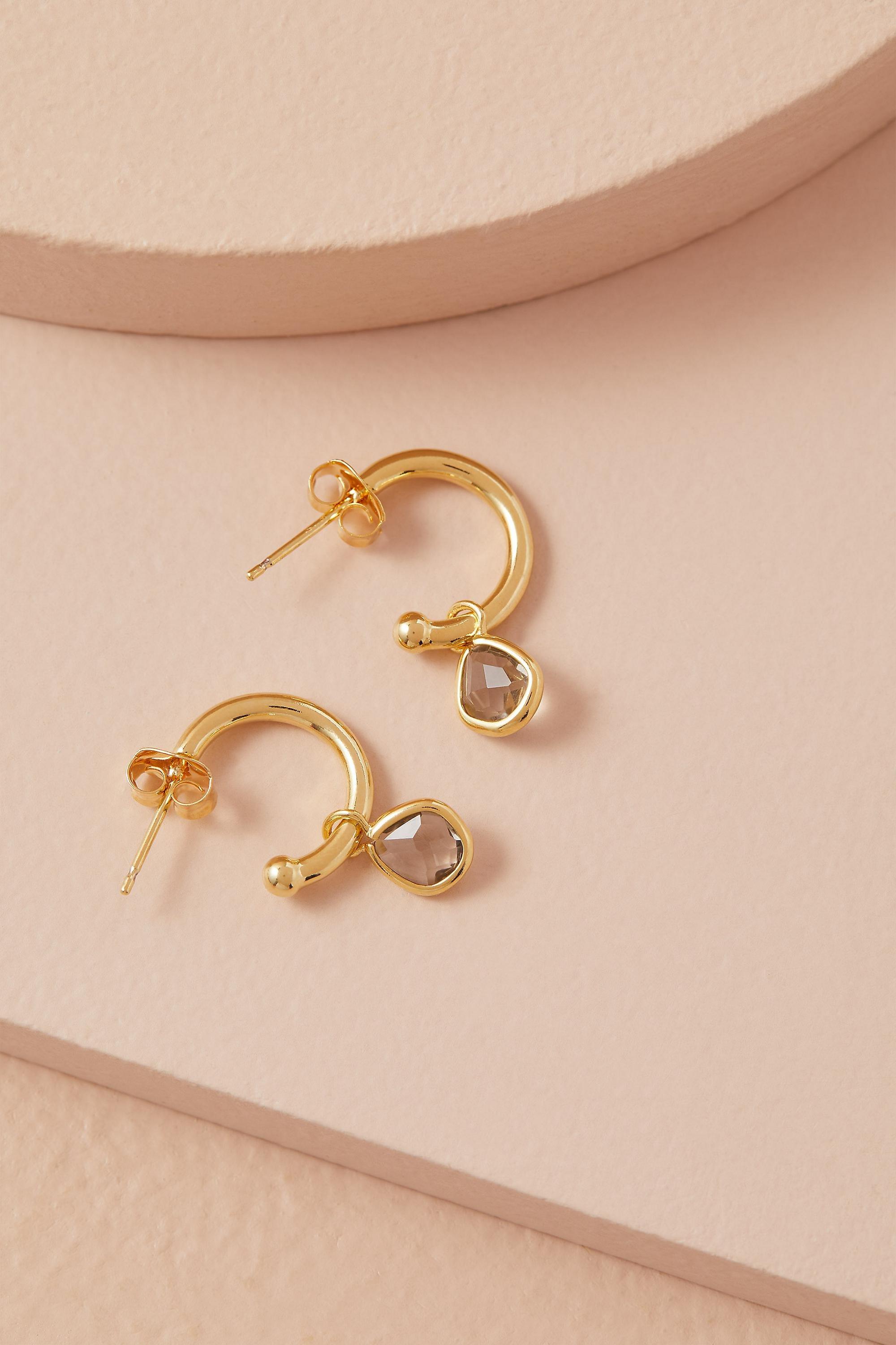 Birthstone Hoop Earrings, Yellow, A501_0072, large image number 0