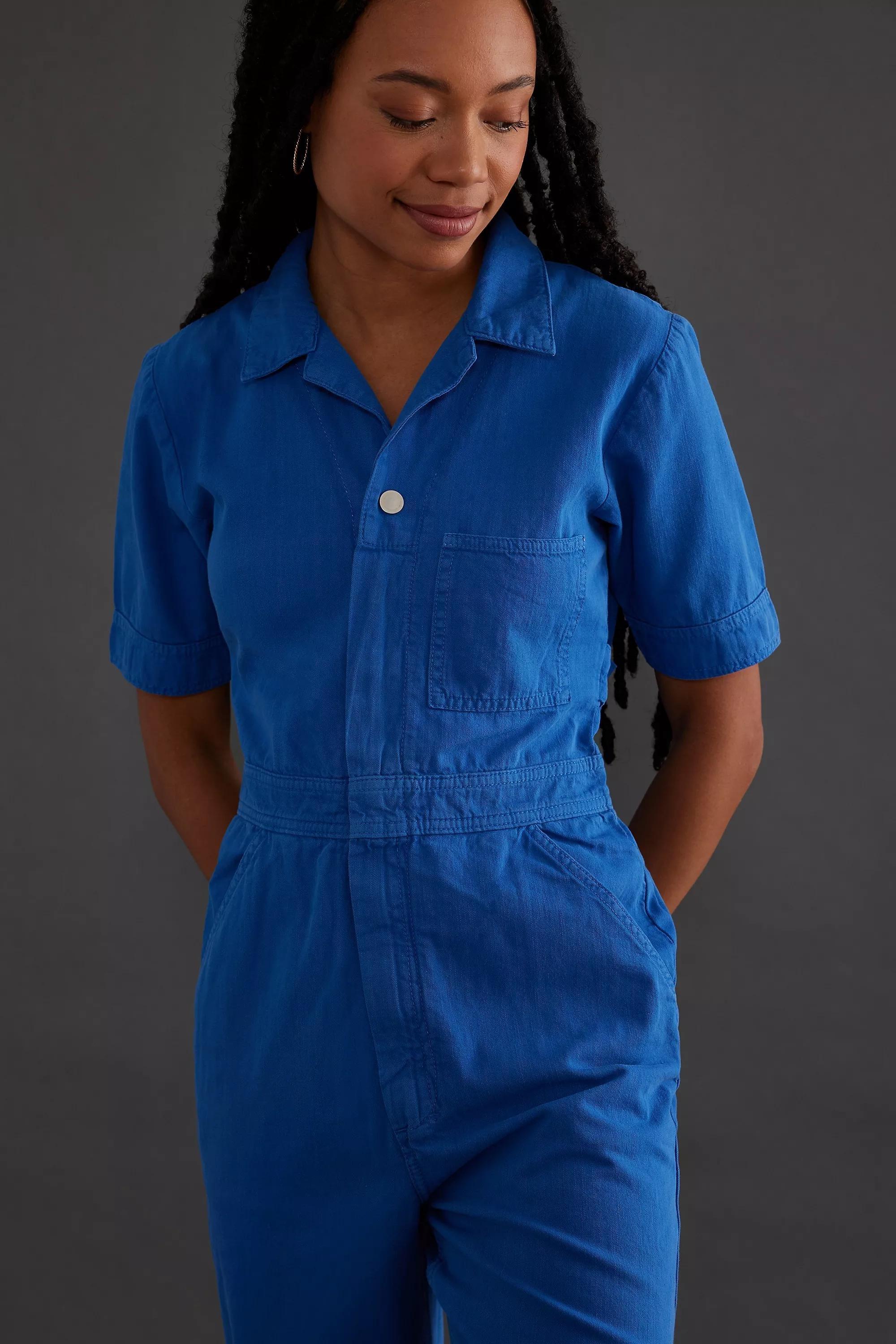 Seventy + Mochi Indie Short Sleeve Denim Jumpsuit, Blue, , large image number 1