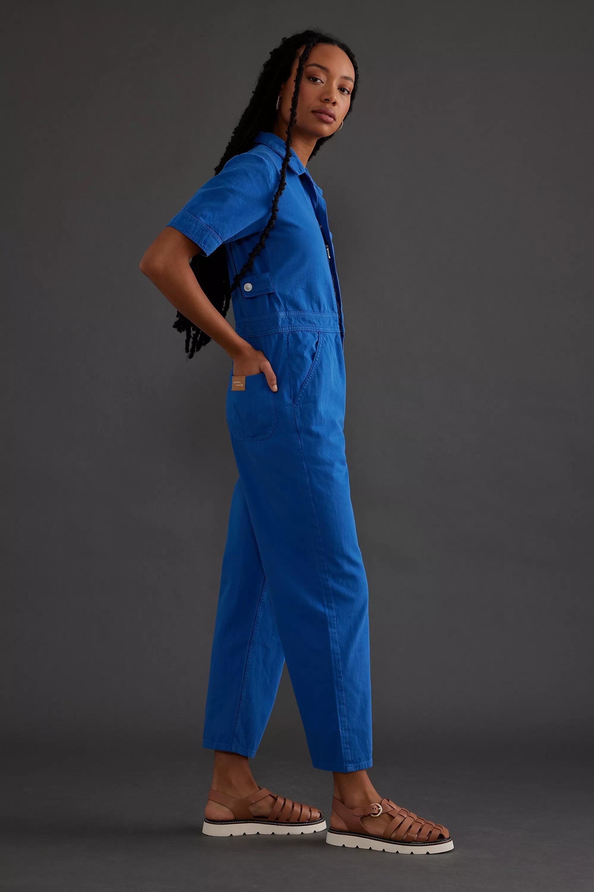 Seventy + Mochi Indie Short Sleeve Denim Jumpsuit, Blue, , large image number 2