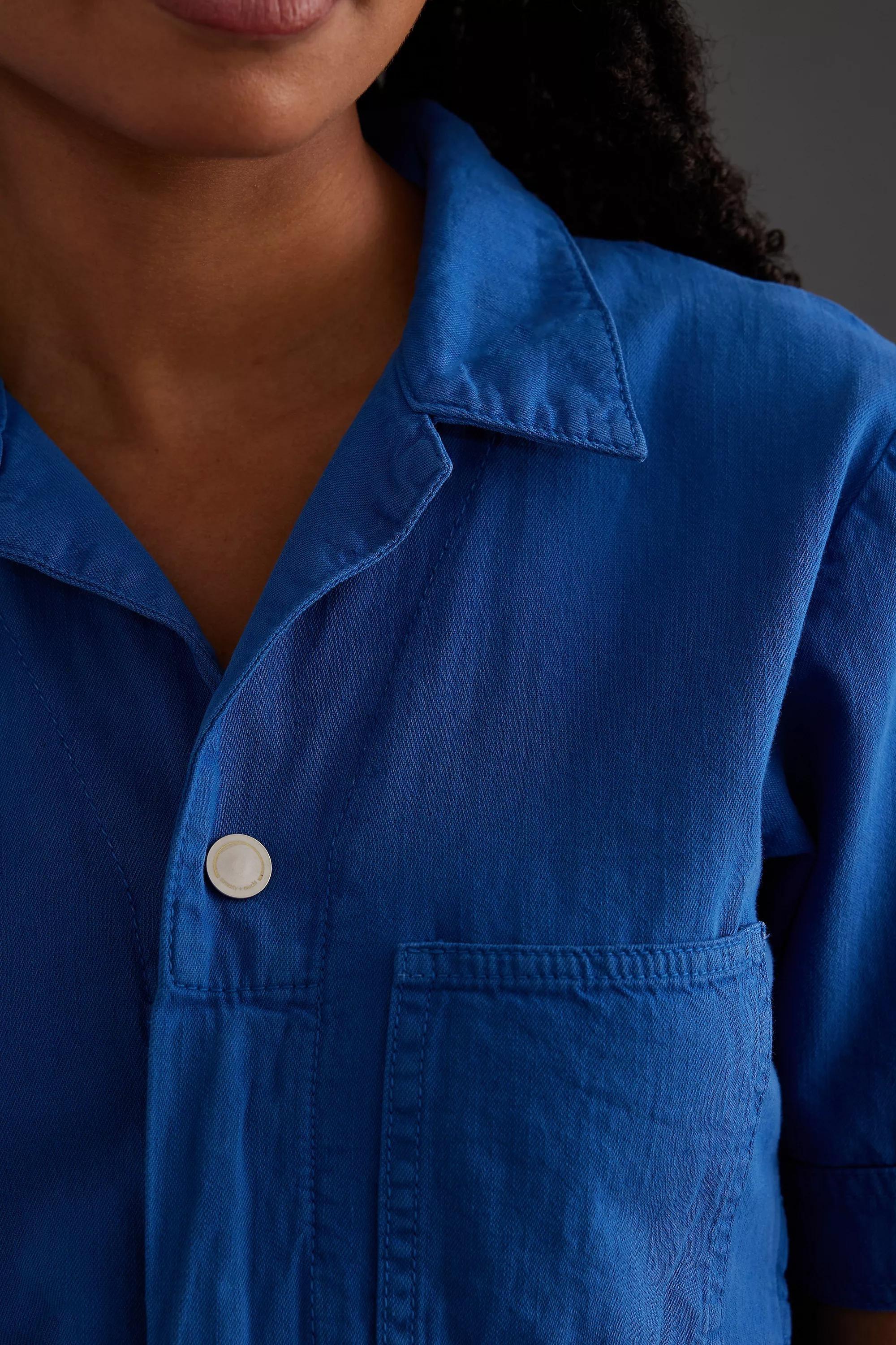 Seventy + Mochi Indie Short Sleeve Denim Jumpsuit, Blue, , large image number 3