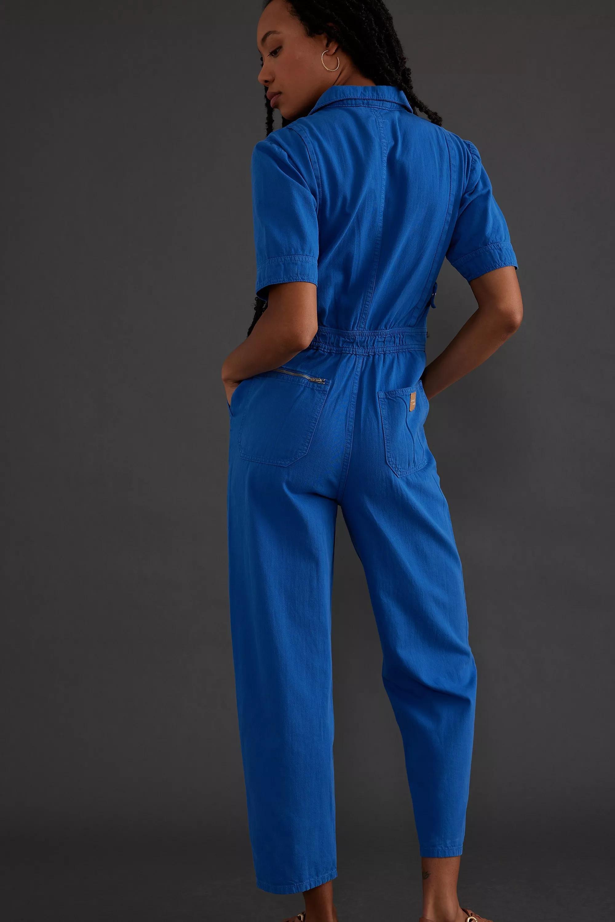 Seventy + Mochi Indie Short Sleeve Denim Jumpsuit, Blue, , large image number 4