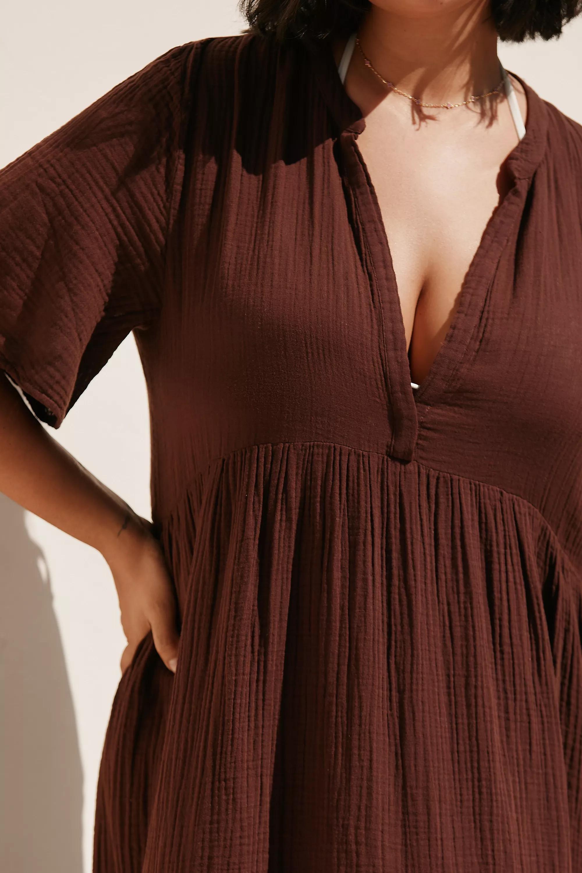 Anthropologie Textured A-Line Bohemian Maxi, Brown, , large image number 5