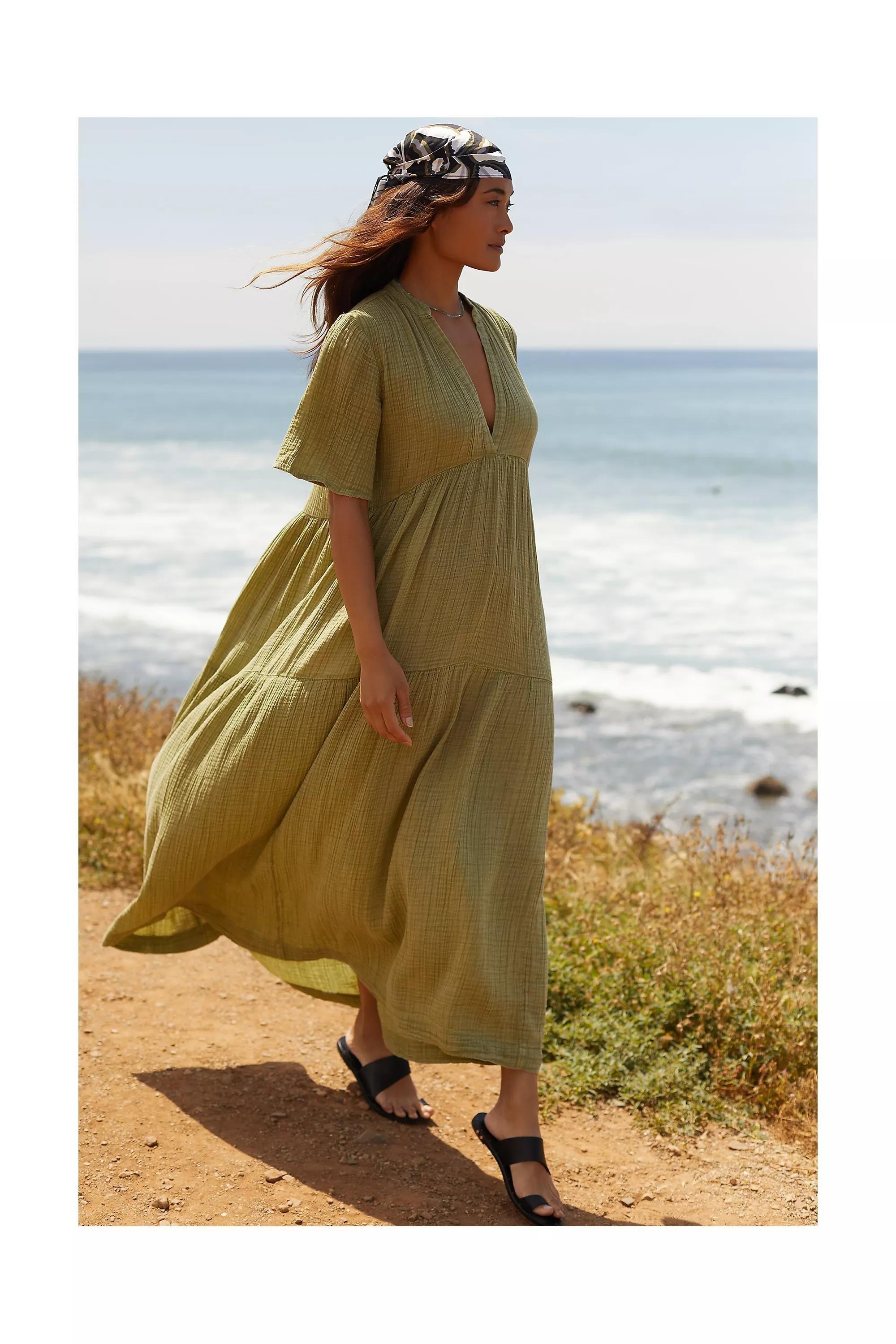 By Anthropologie Flowy Maxi Dress, Green, A501_0031, large image number 0