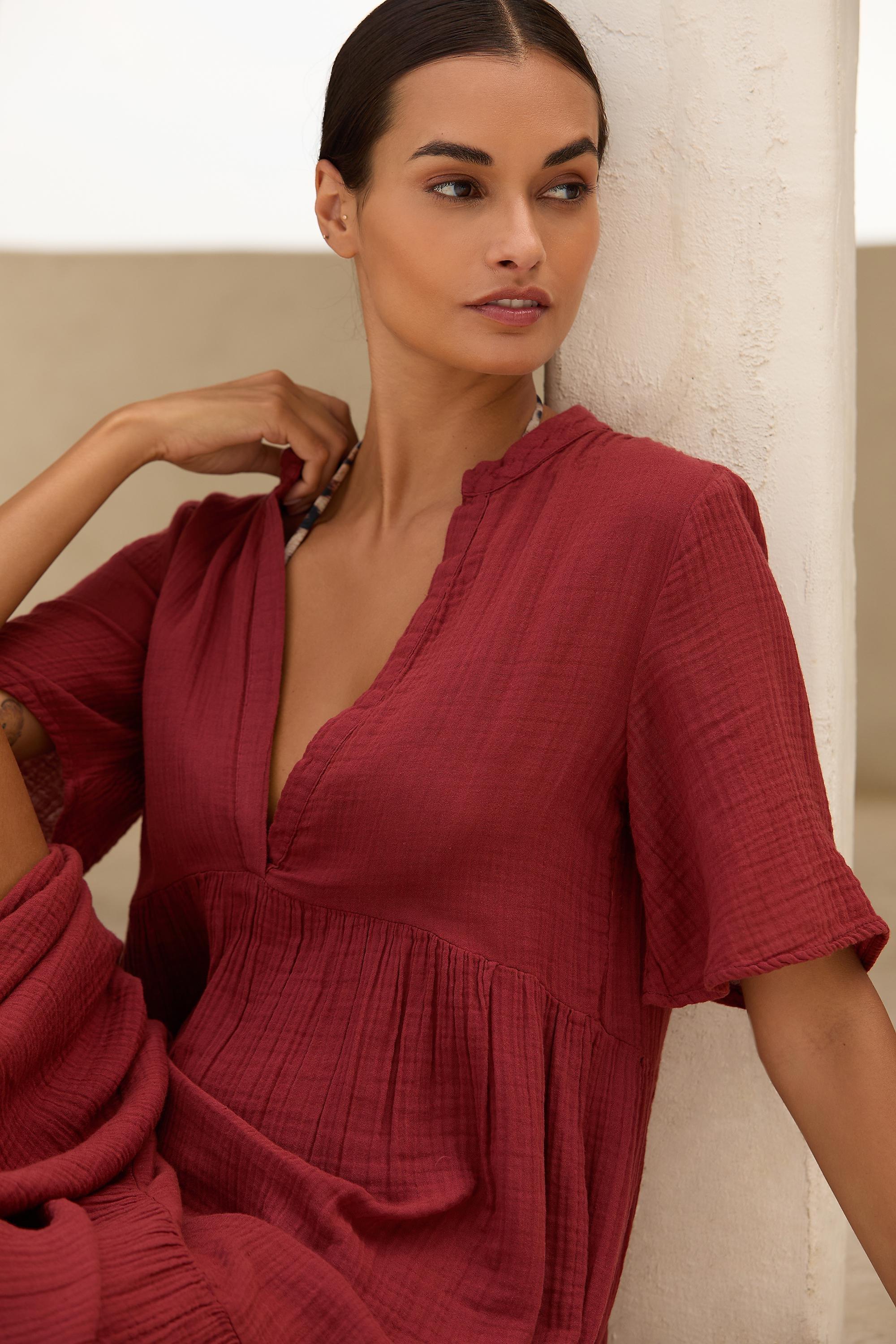Flowy Maxi Dress, Burgundy, , large image number 1