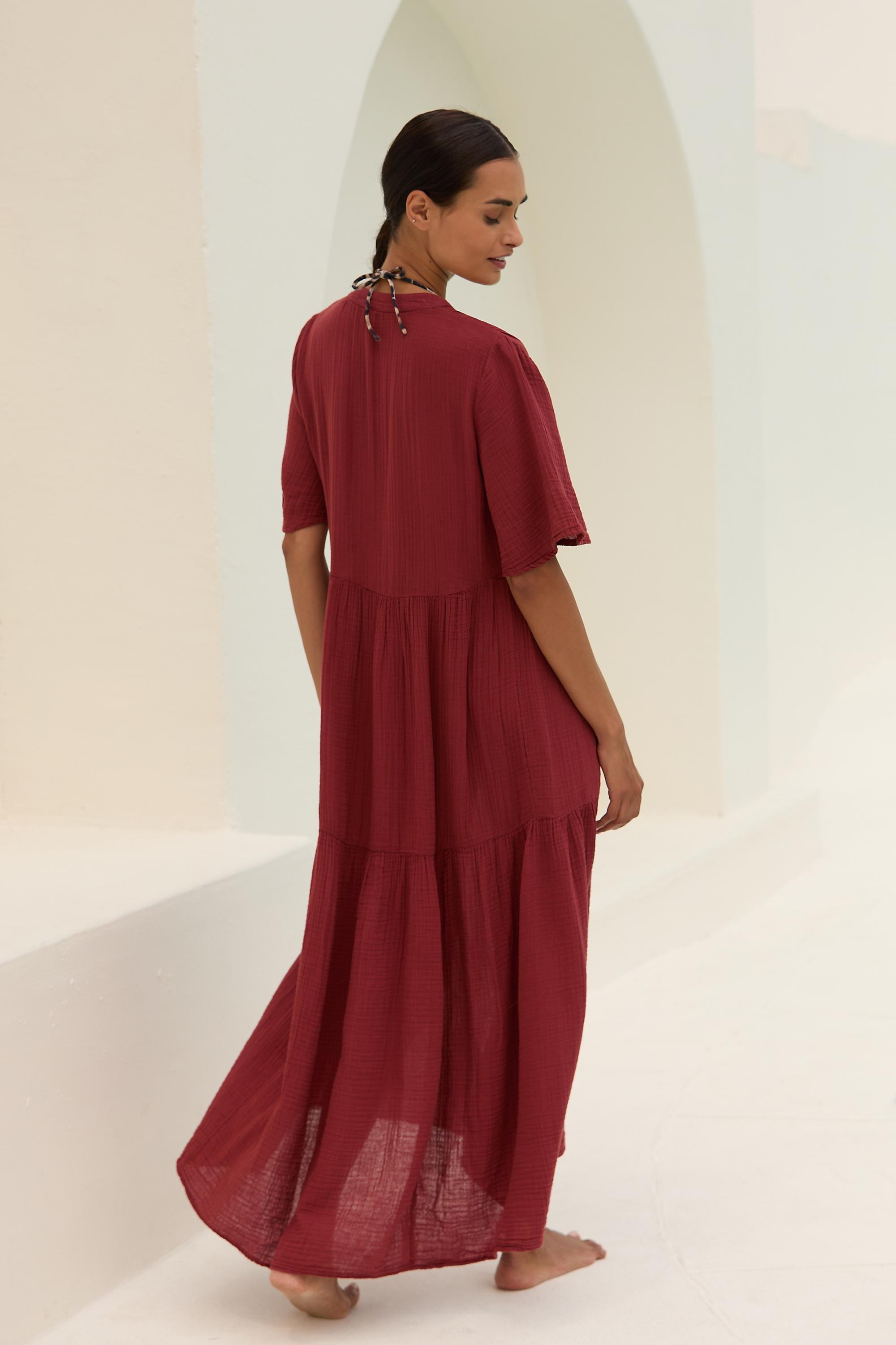 Flowy Maxi Dress, Burgundy, , large image number 2