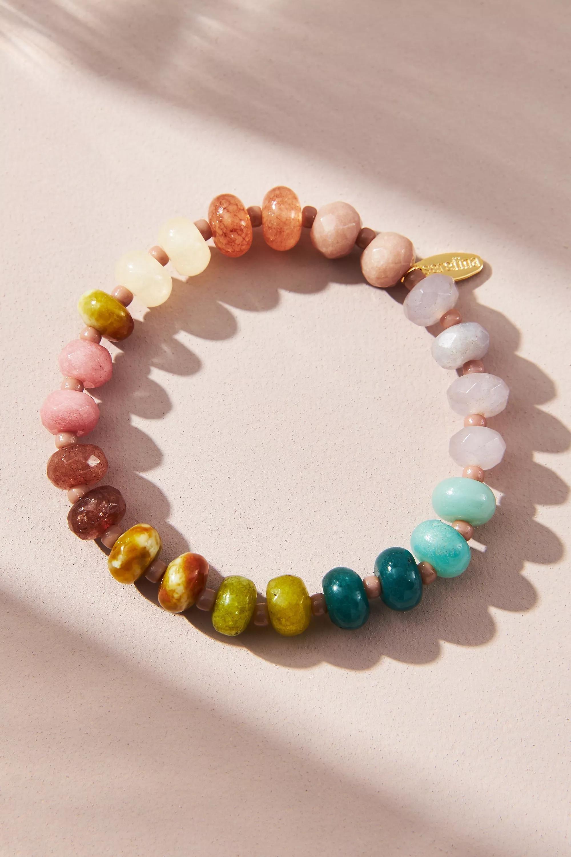 Semi-Precious Beaded Stretch Bracelet, Multicolour, A501_0004, large image number 0