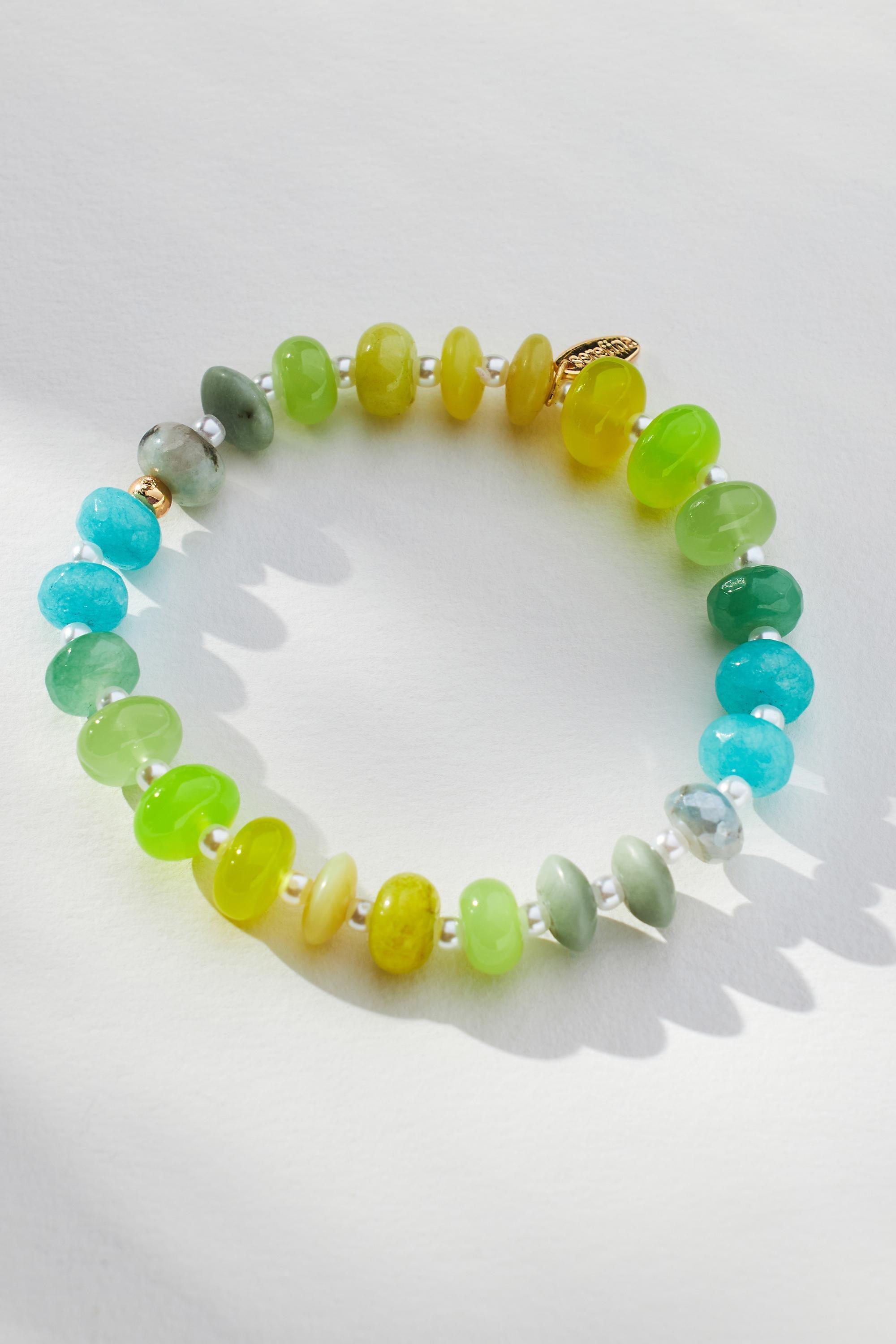 Semi-Precious Beaded Stretch Bracelet, Multicolour, Yellow, large image number 0