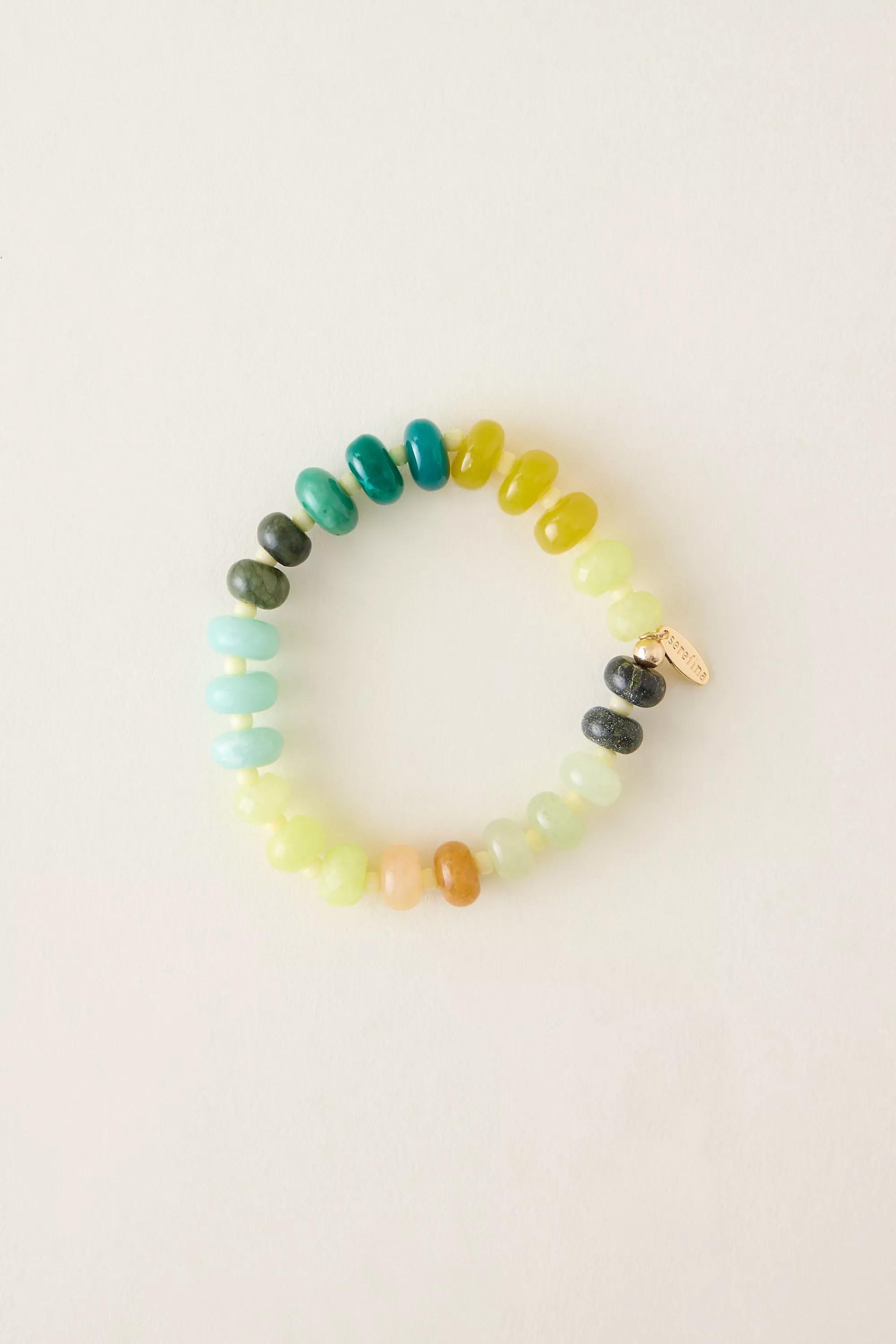 Semi-Precious Beaded Stretch Bracelet, Multicolour, Yellow, large image number 1