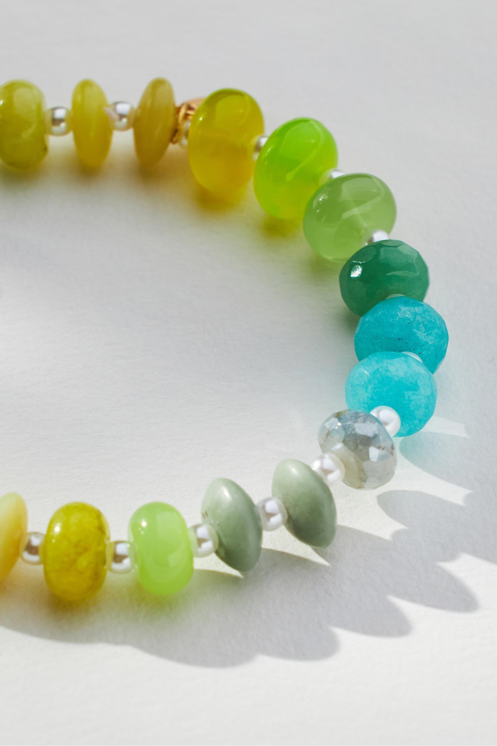Semi-Precious Beaded Stretch Bracelet, Multicolour, Yellow, large image number 4