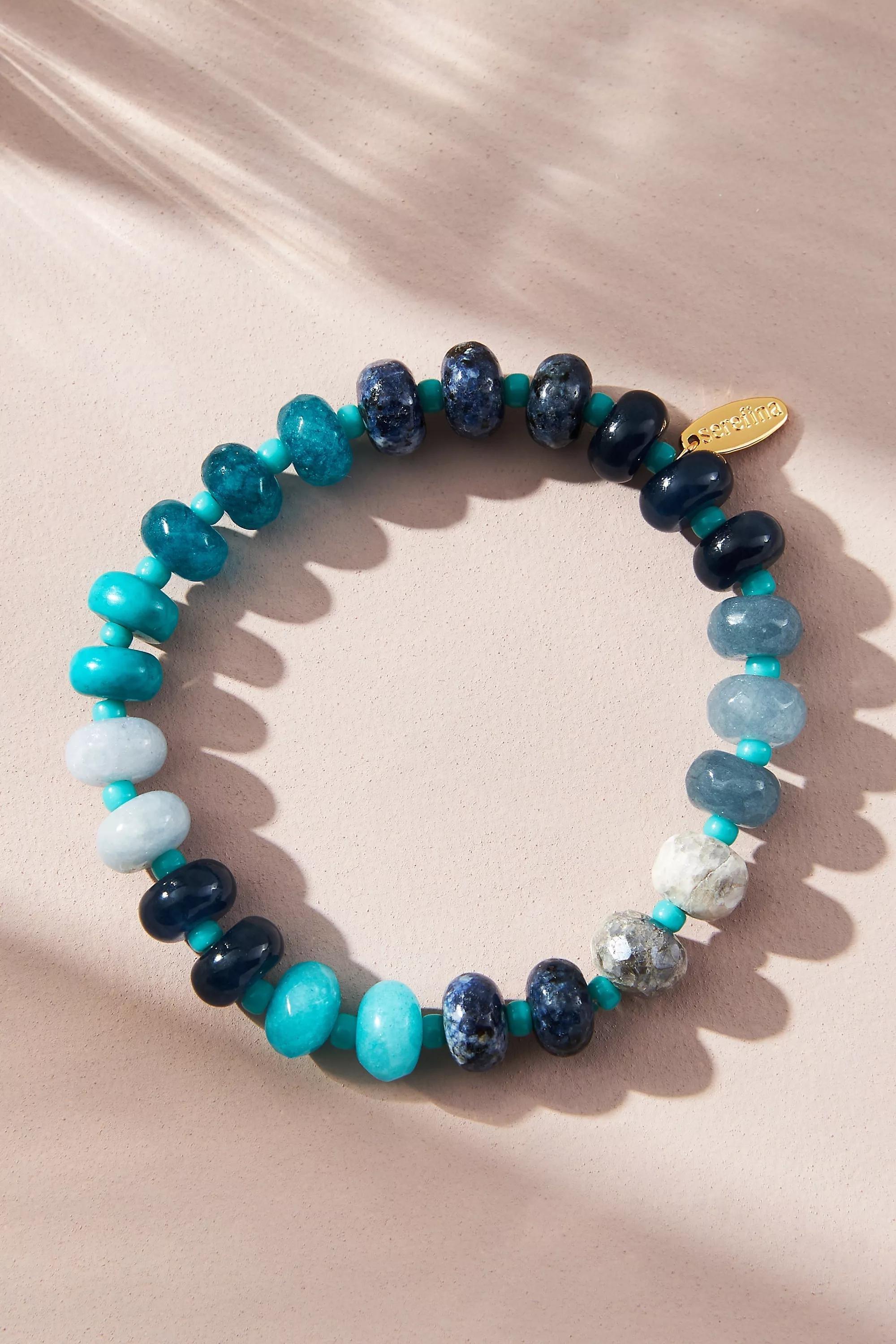 Semi-Precious Beaded Stretch Bracelet, Multicolour, A501_0043, large image number 0