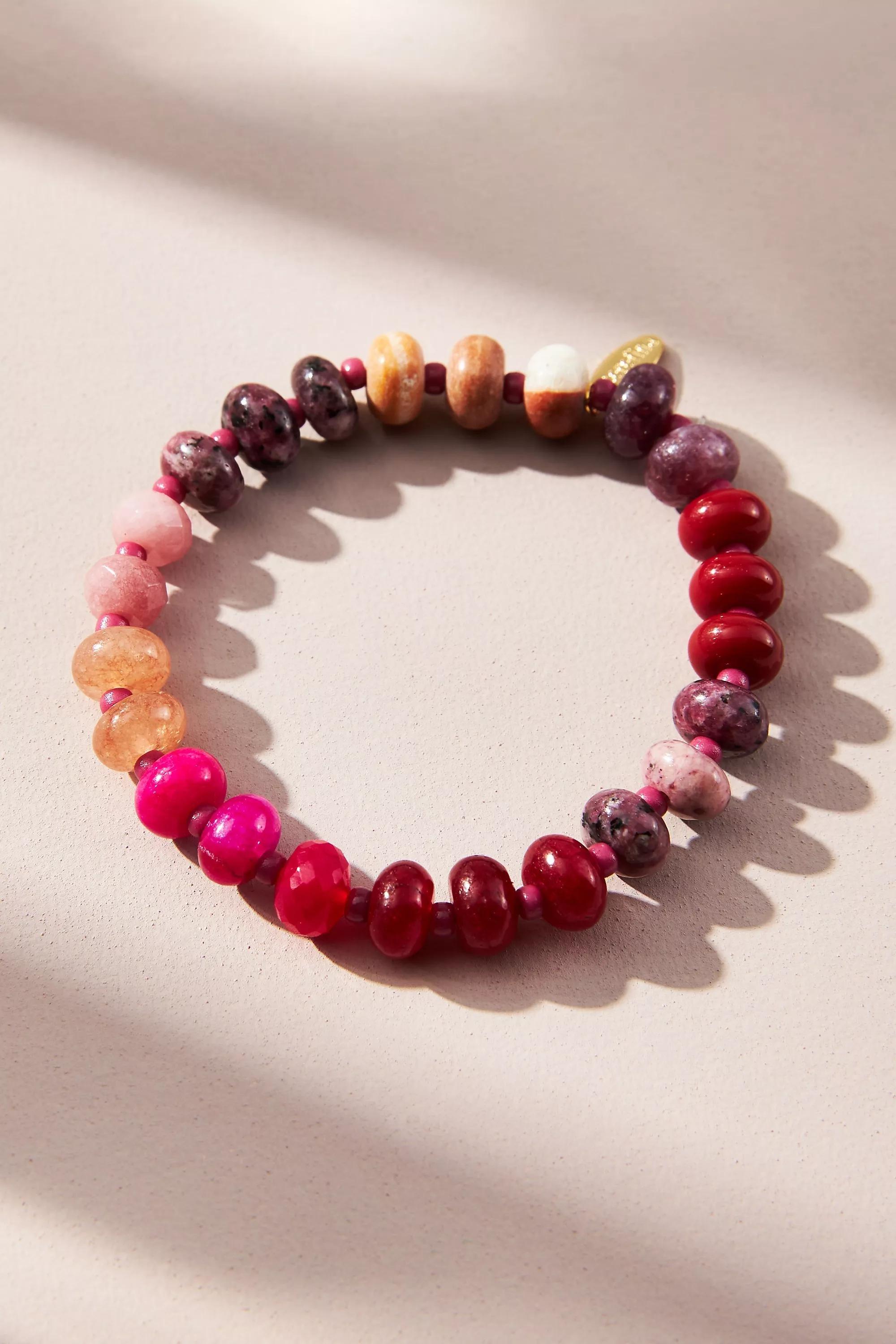 Semi-Precious Beaded Stretch Bracelet, Multicolour, A501_0052, large image number 0