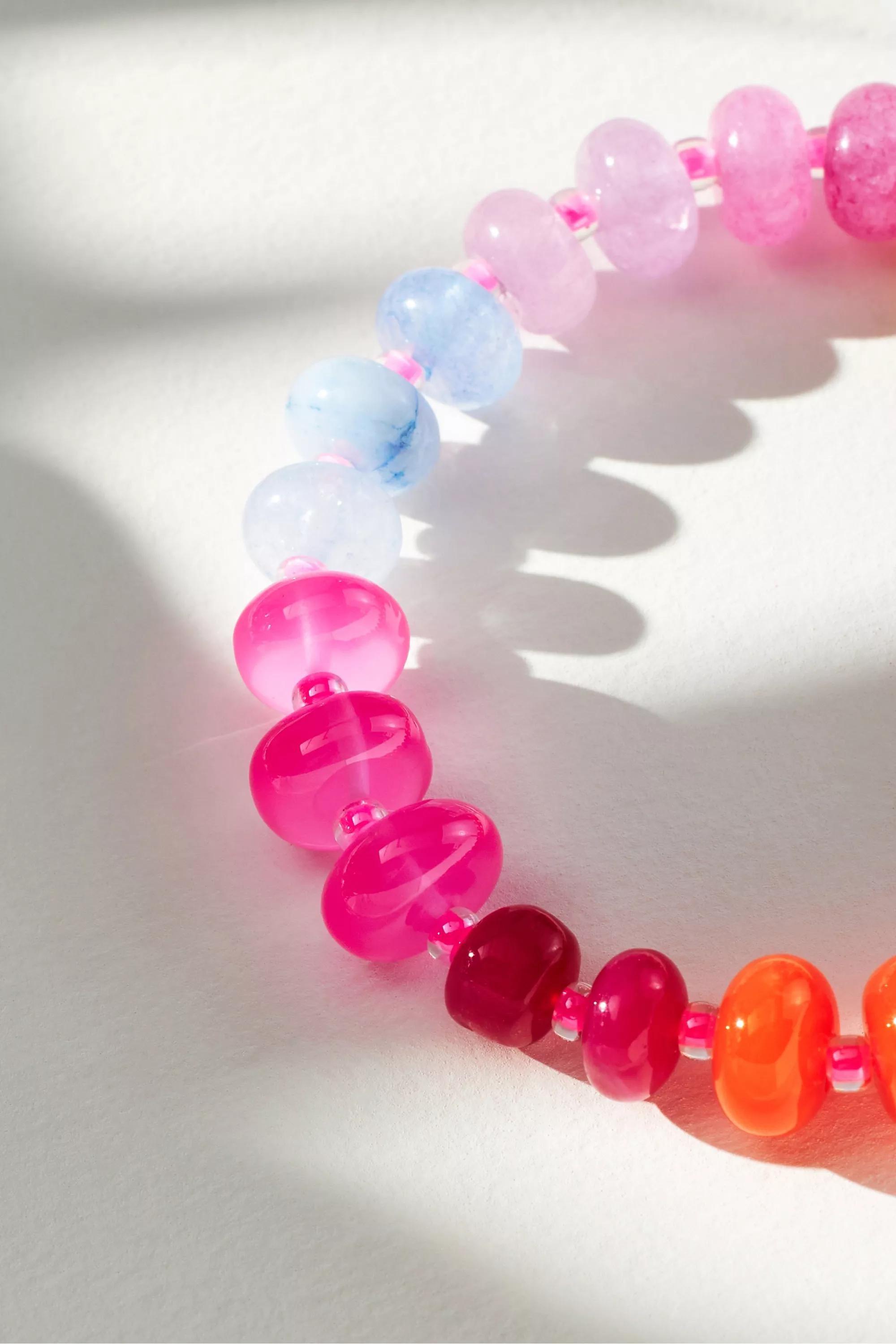 Semi-Precious Beaded Stretch Bracelet, Red, A501_0262, large image number 3