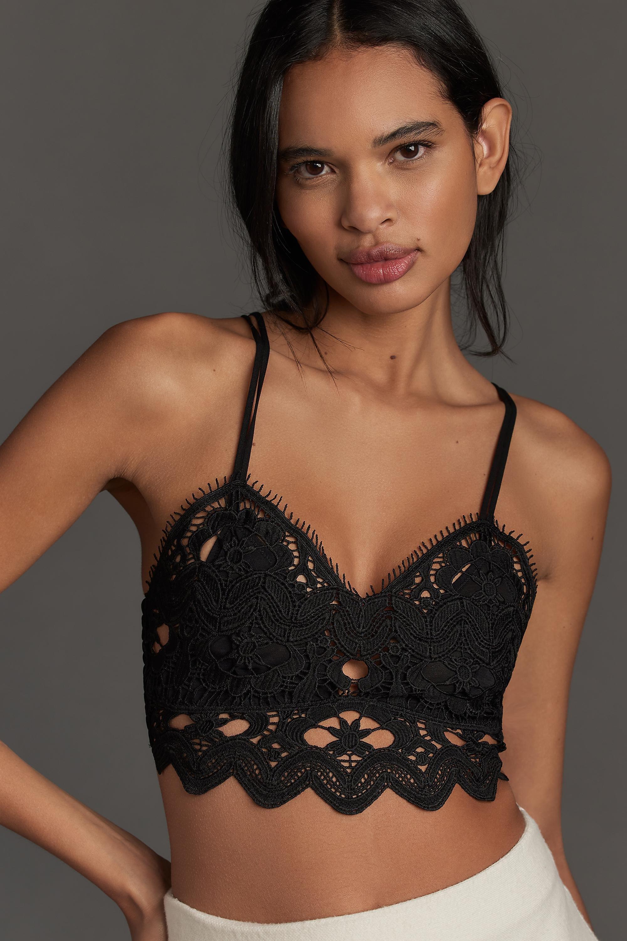 The Viviette Lace Bra Top, Black, Black, medium