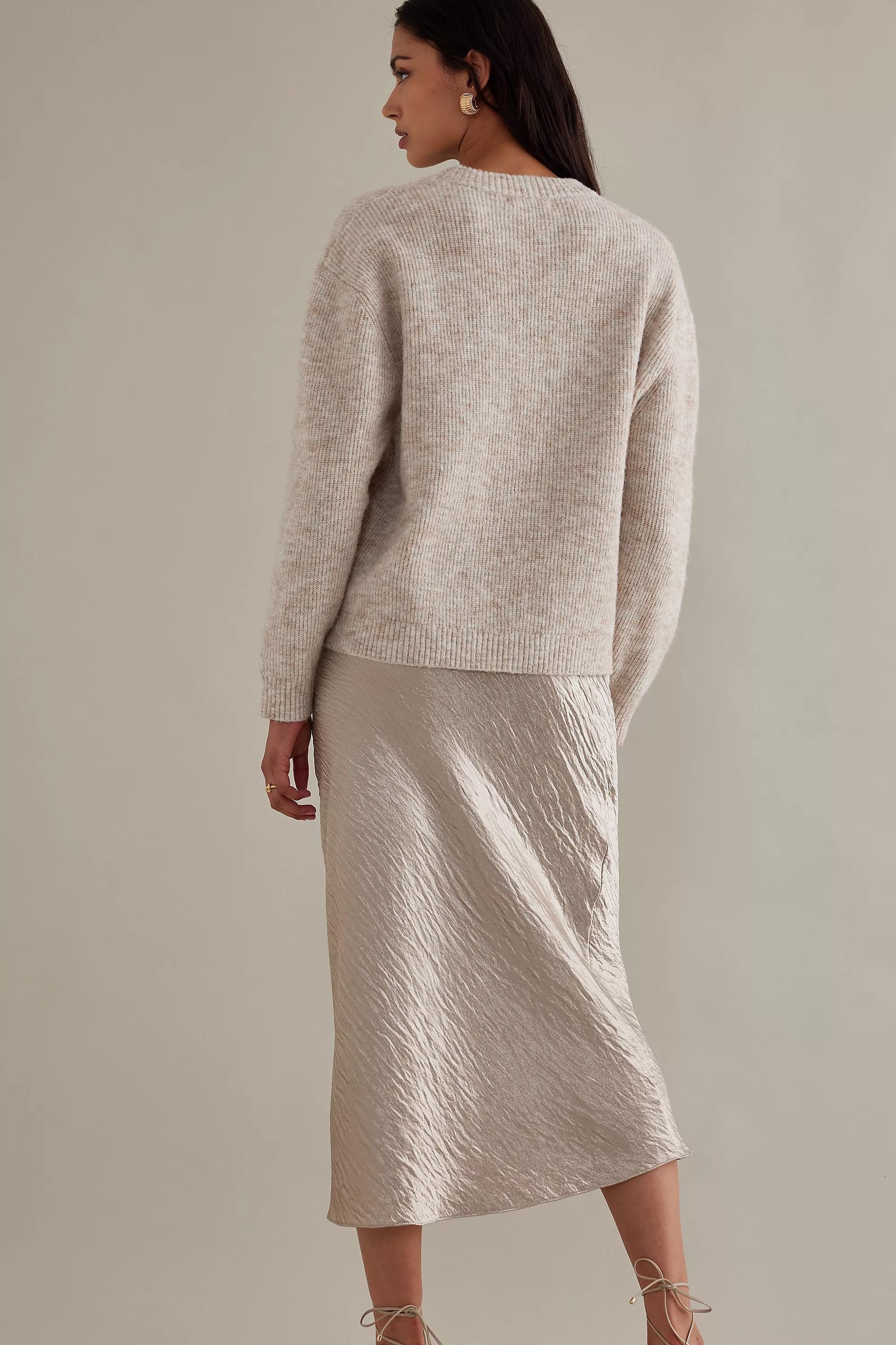 Satin Bias Midi Skirt, Silver, , large image number 4