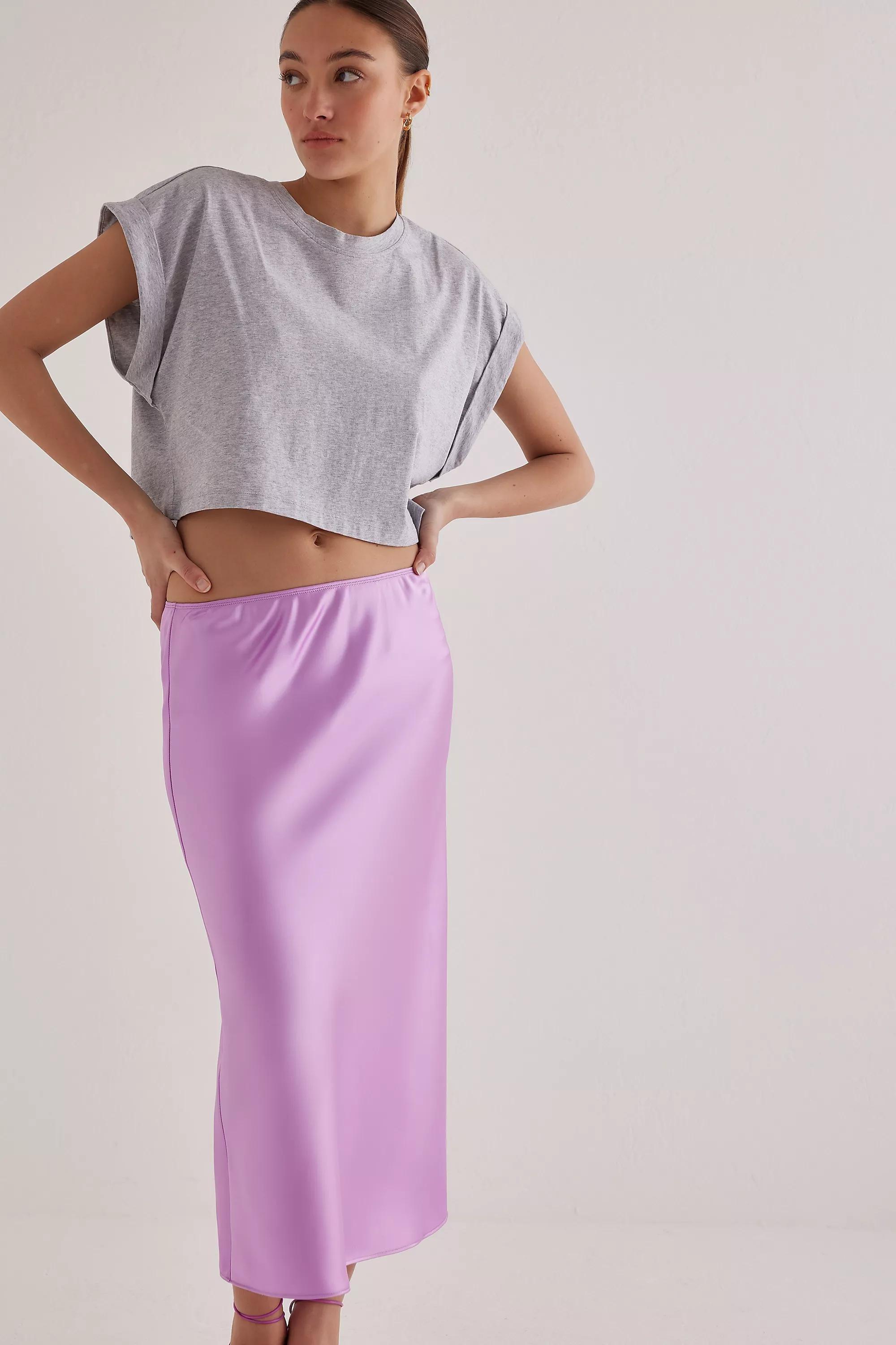 Anthropologie Plain Slip Midi Skirt, Lilac, , large image number 1