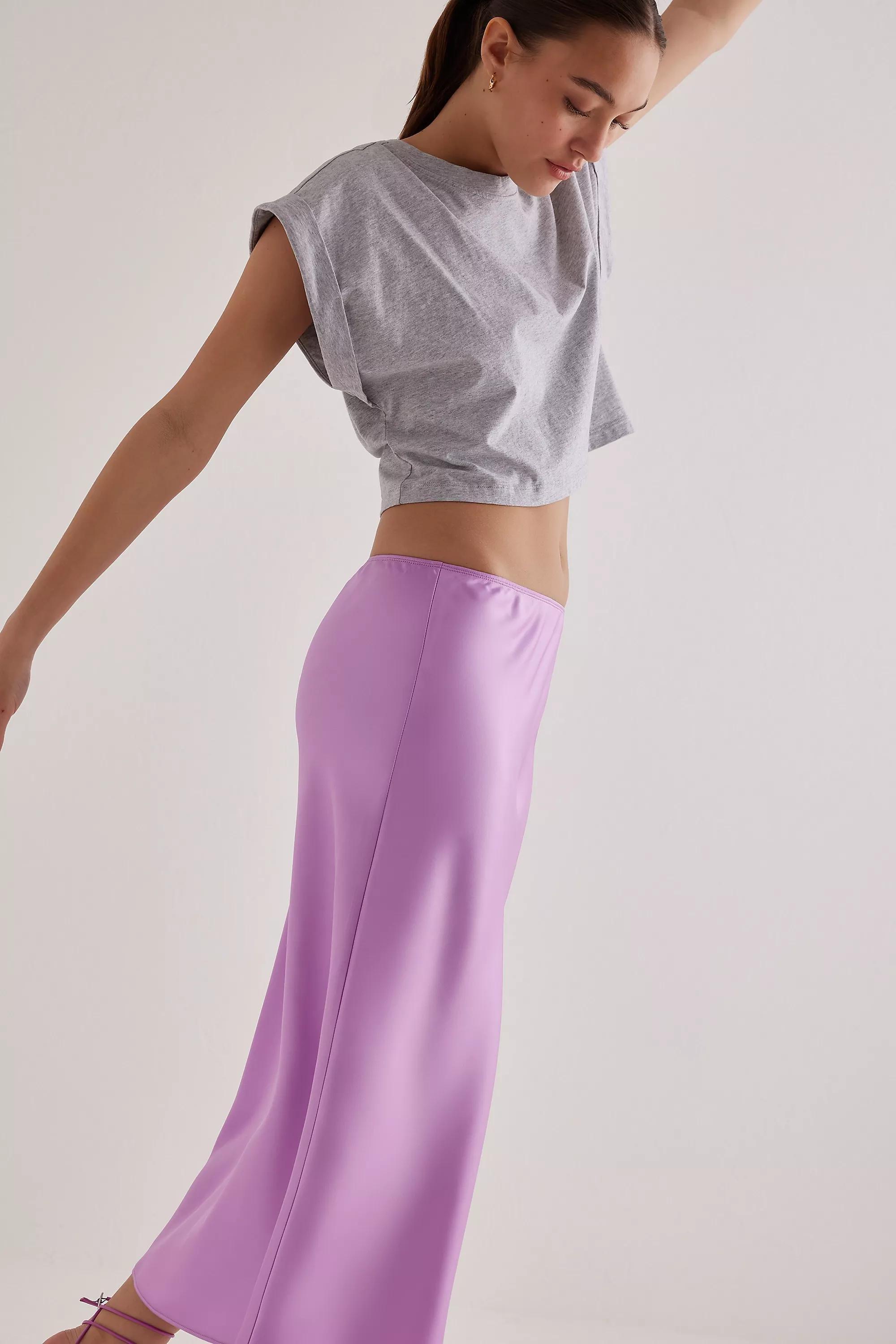Anthropologie Plain Slip Midi Skirt, Lilac, , large image number 2