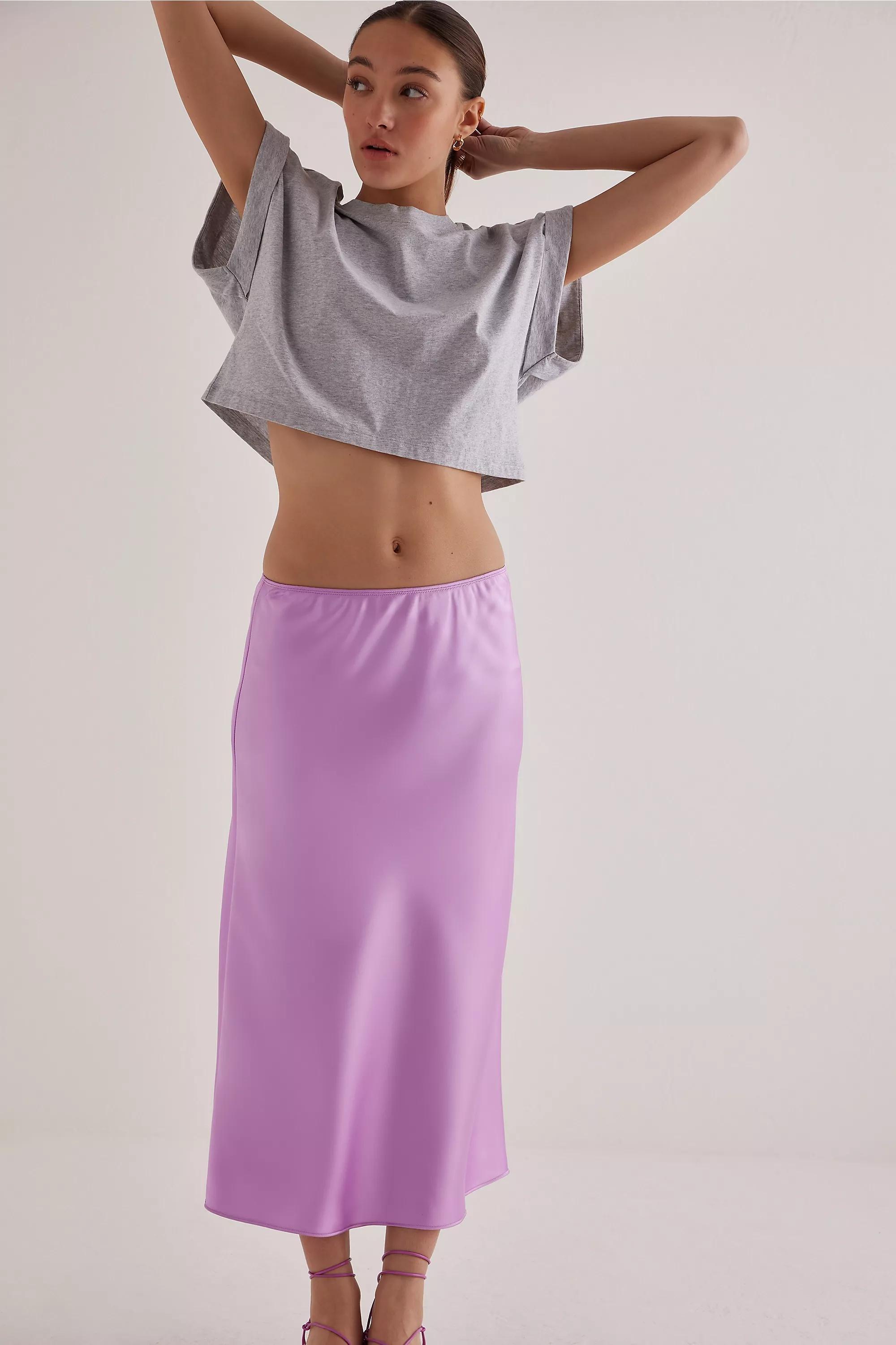 Anthropologie Plain Slip Midi Skirt, Lilac, , large image number 4