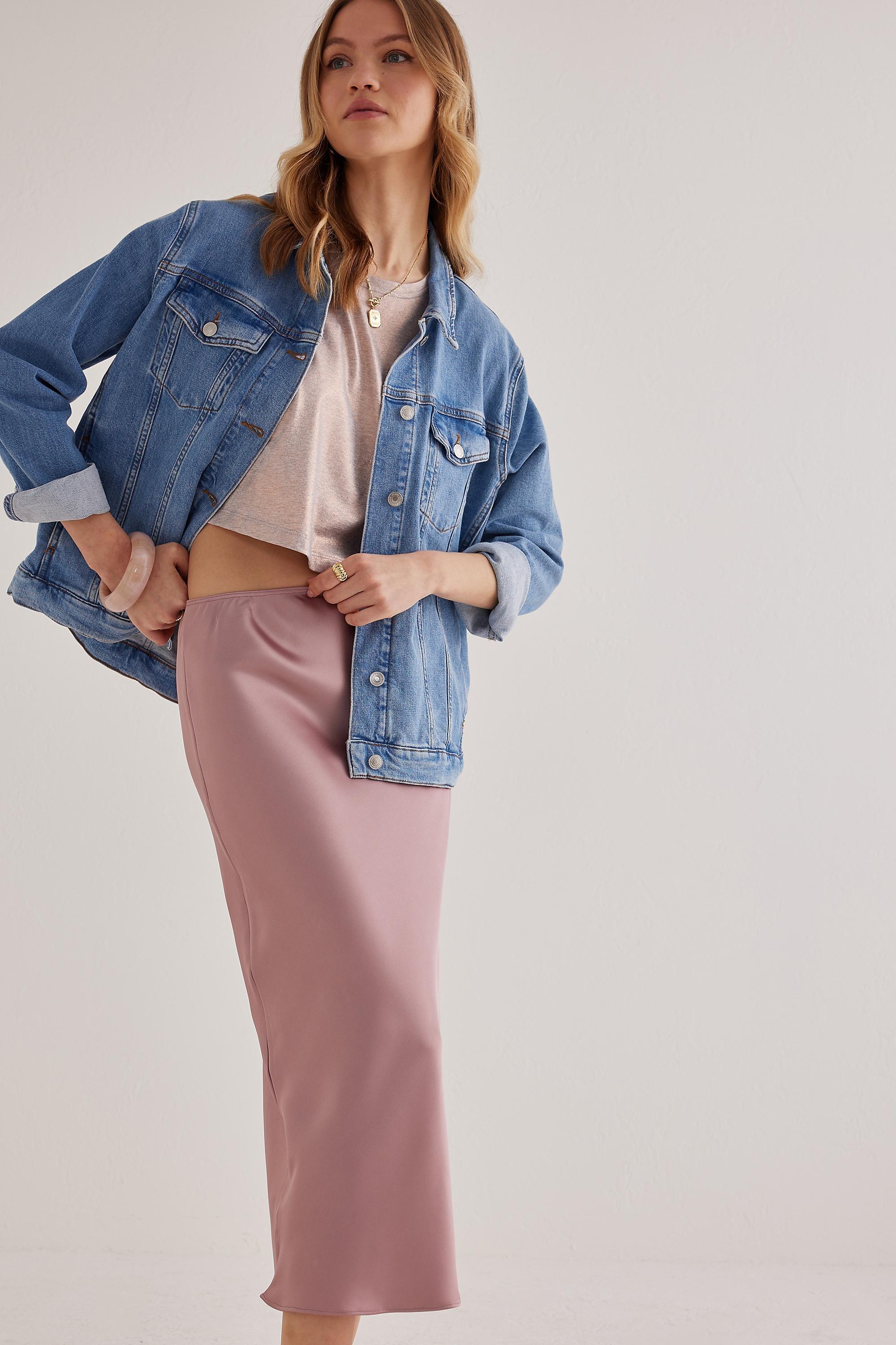 Uk Satin Bias Midi, Pink, A501_0065, large image number 0