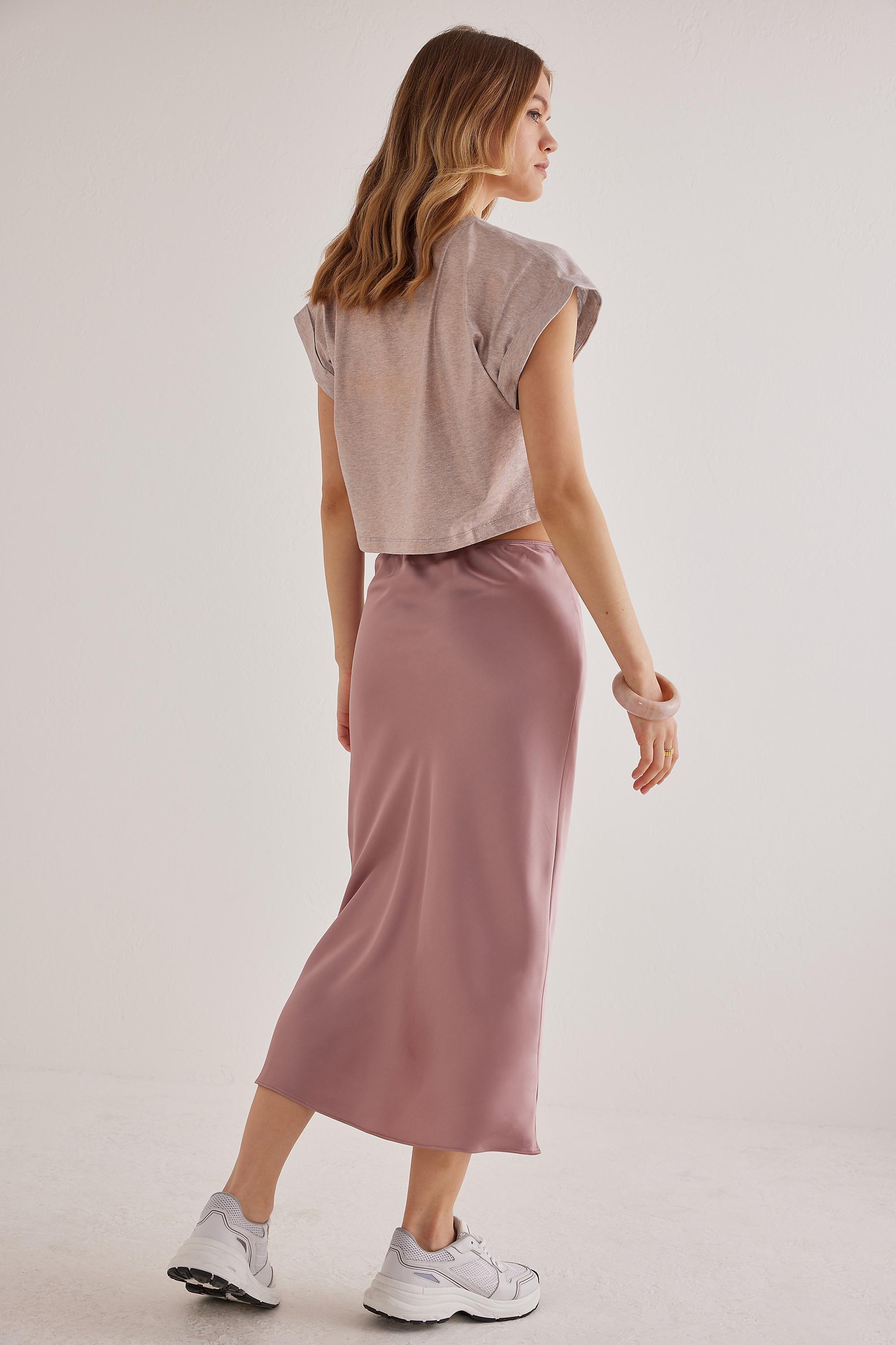 Uk Satin Bias Midi, Pink, A501_0065, large image number 1