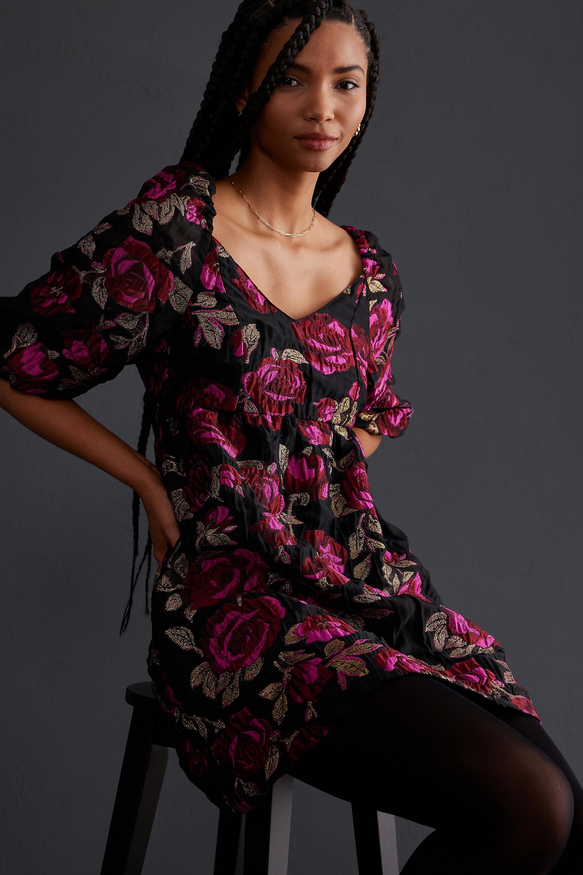 Selected Femme Ivanka Jacquard Dress, Black, A501_0001, large image number 0