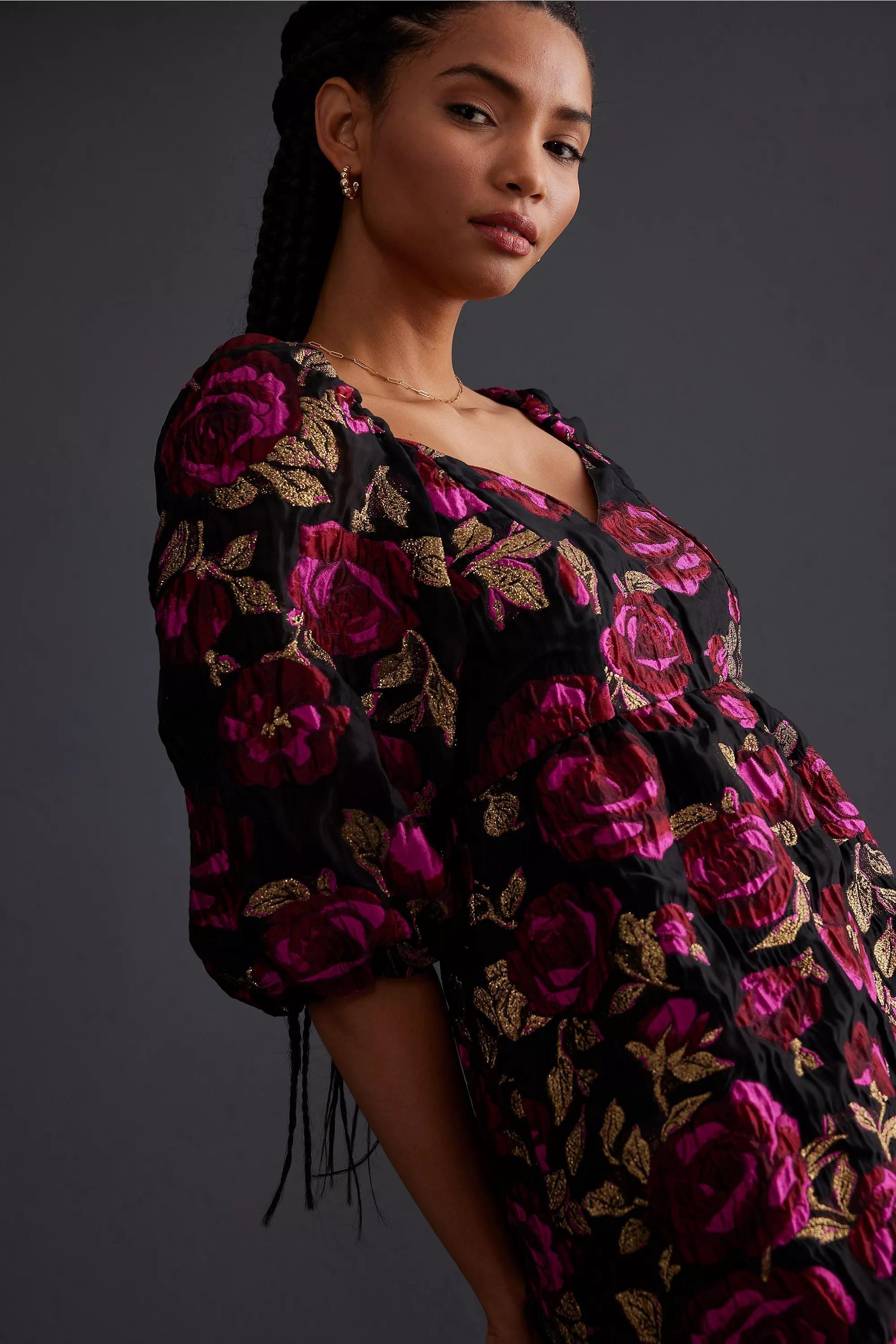 Selected Femme Ivanka Jacquard Dress, Black, A501_0001, large image number 2