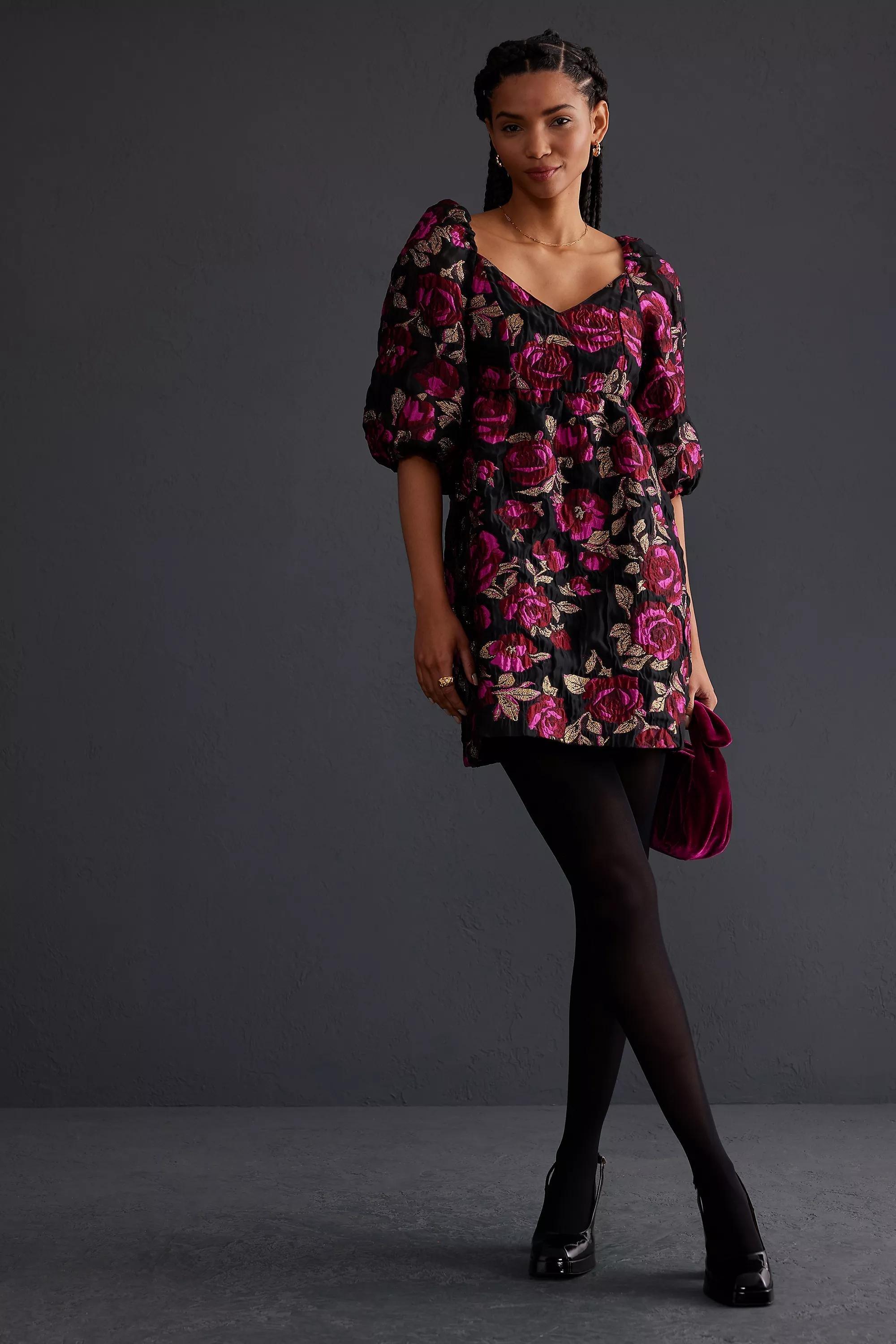 Selected Femme Ivanka Jacquard Dress, Black, A501_0001, large image number 4