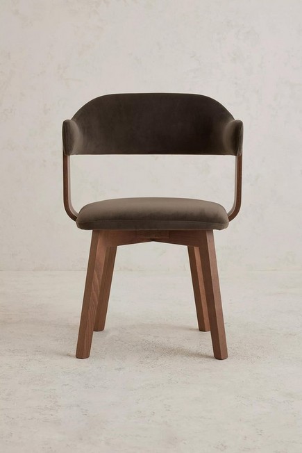 Anthropologie - TAUPE Brooke Velvet-Upholstered FSC Beech Wood Dining Chair