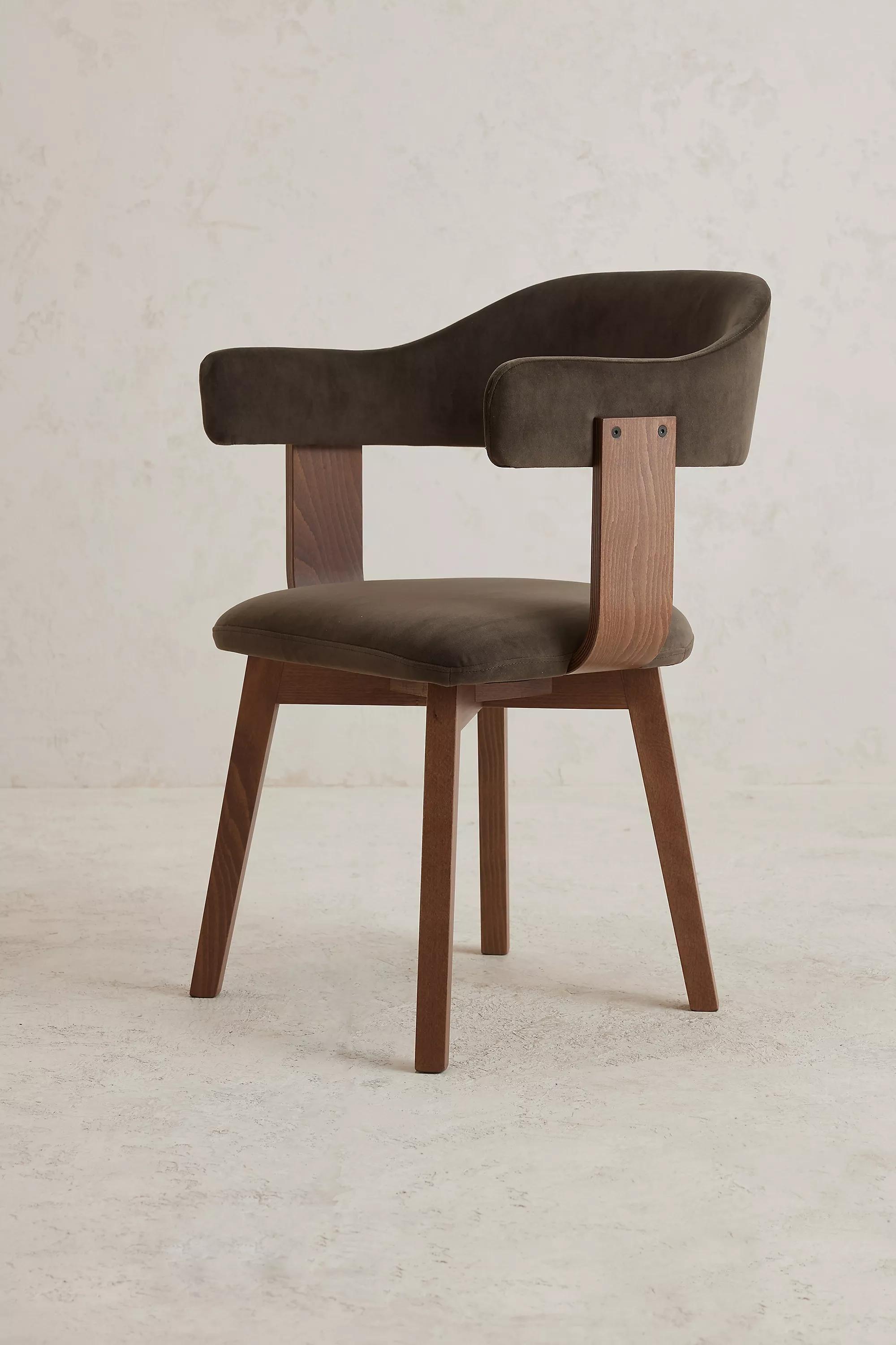 Brooke Velvet-Upholstered Fsc Beech Wood Dining Chair, Beige, A501_0023, large image number 1