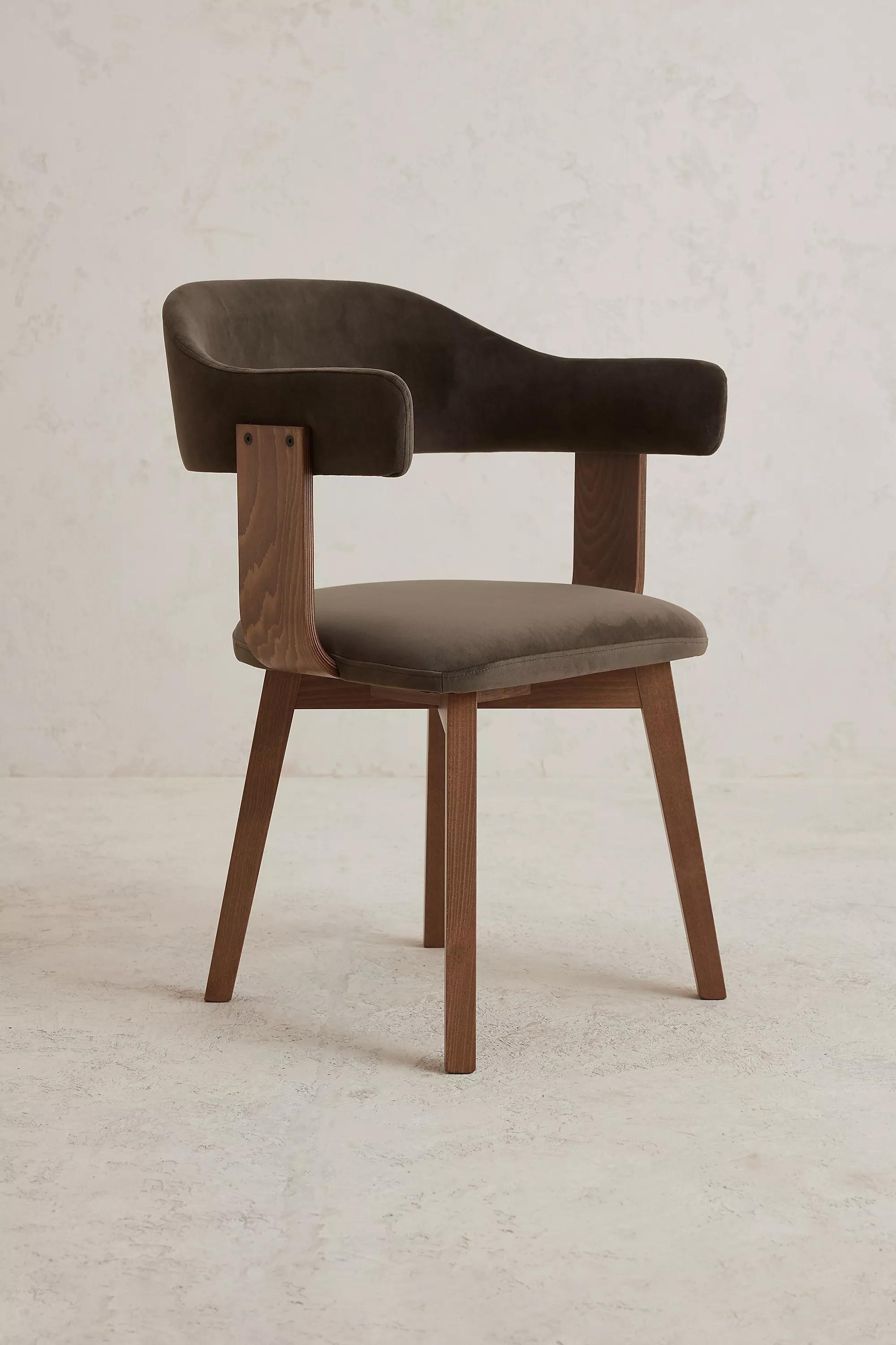 Anthropologie - Brooke Velvet-Upholstered Fsc Beech Wood Dining Chair, Beige