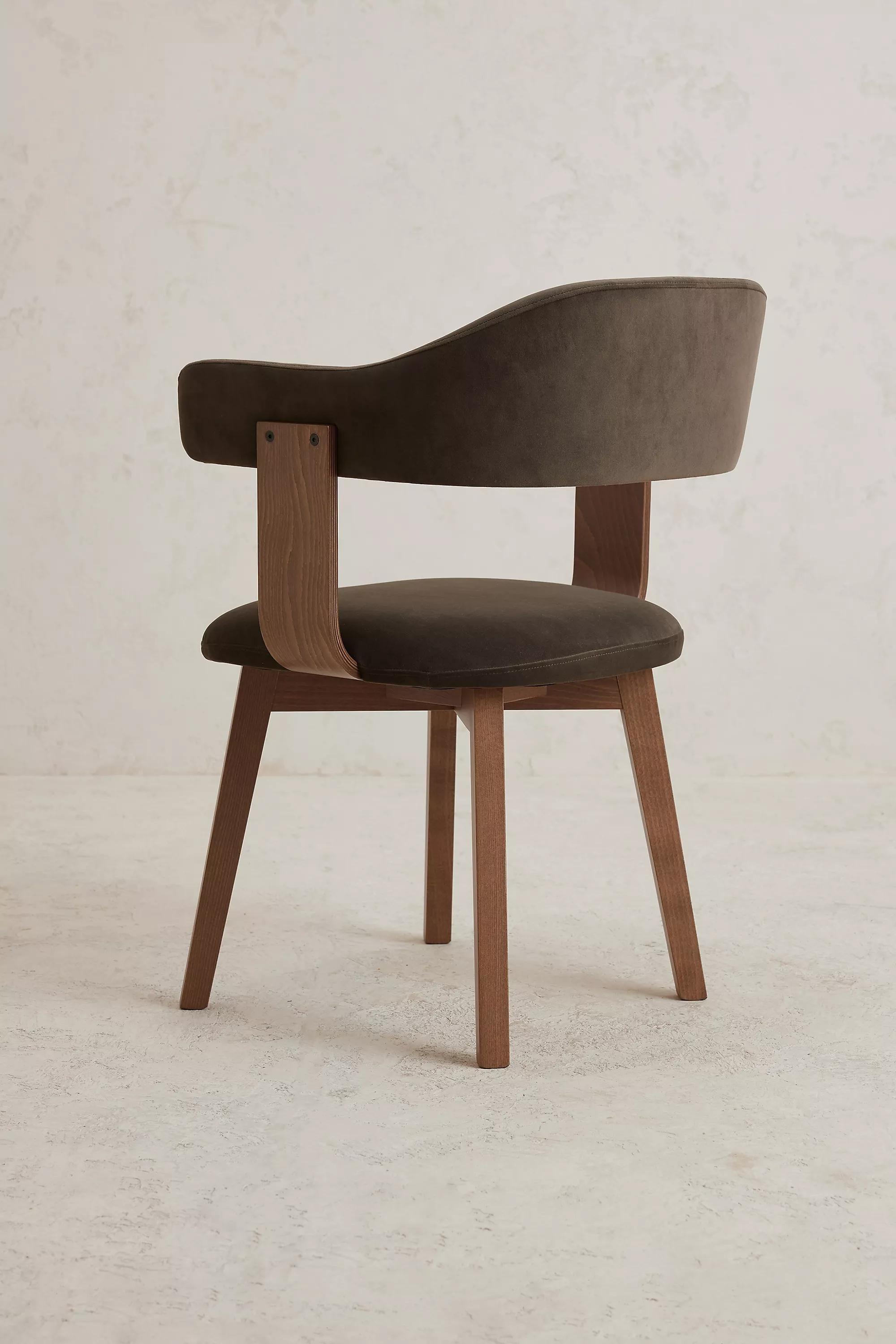 Anthropologie - Brooke Velvet-Upholstered Fsc Beech Wood Dining Chair, Beige