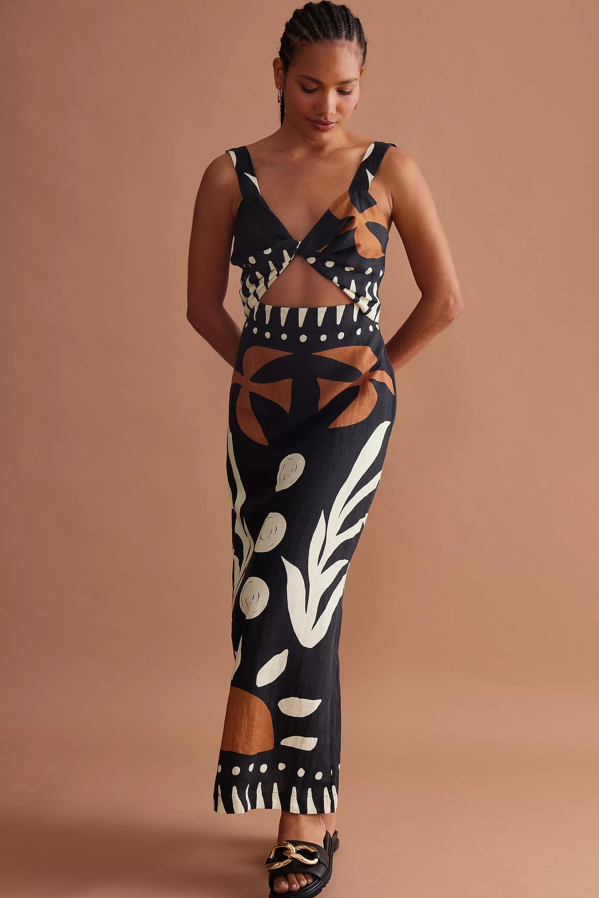 Anthropologie Motif Cala De La Cruz Lizzie Cut-Out Dress, Black | Azadea UAE