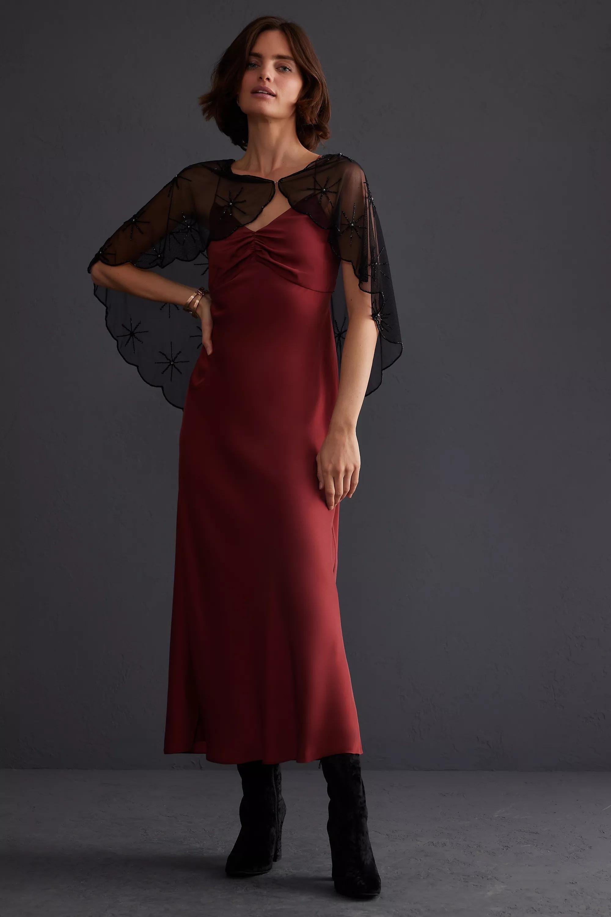 Blk Uk Eg Scllpd Beaded Cape, A501_0001, large image number 1