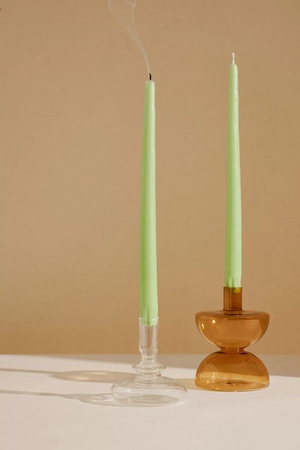 Anthropologie - Set of 2 Taper Candles, Green