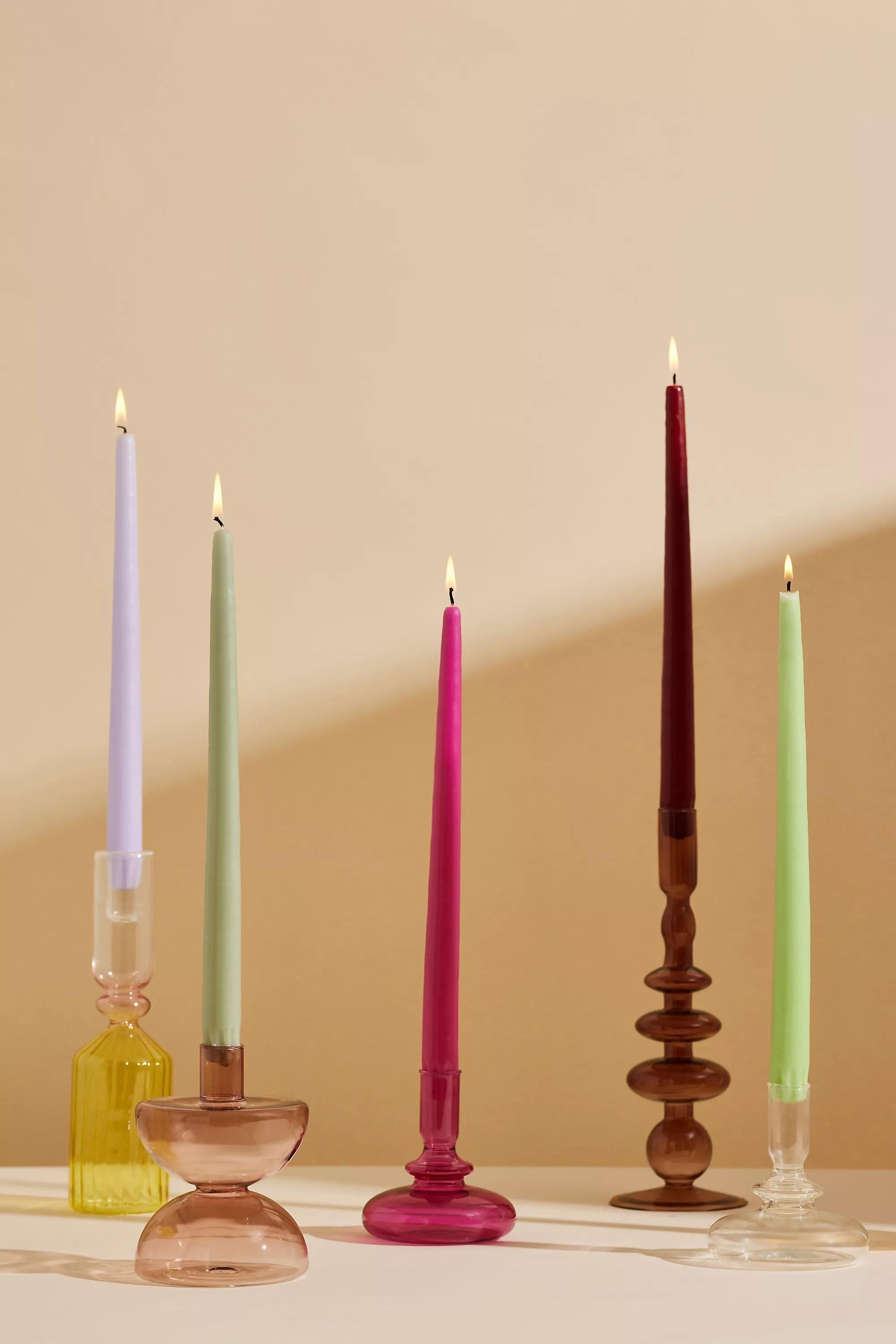 Set of 2 Taper Candles, Green, A501_0102, large image number 1