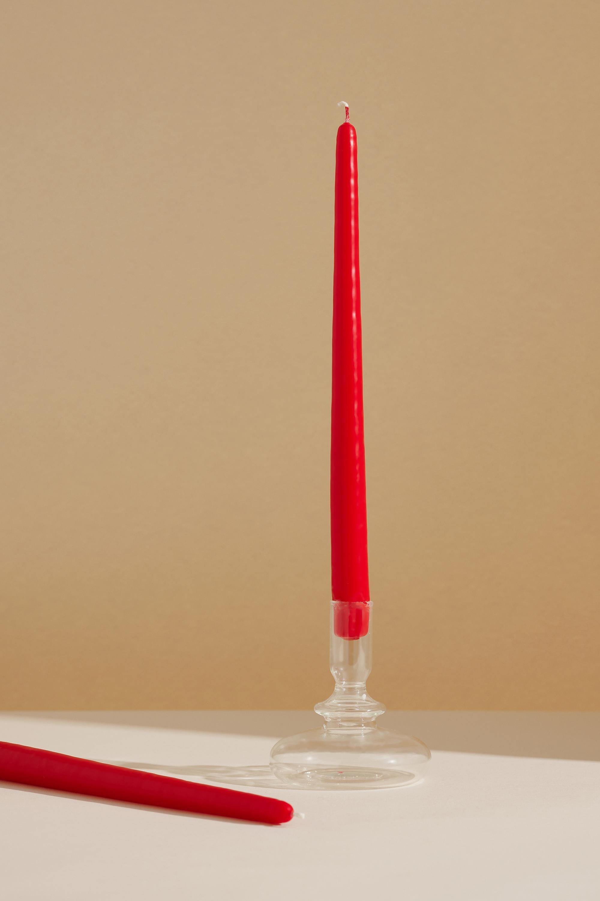 Set of 2 Taper Candles, Red, A501_0261, large image number 1