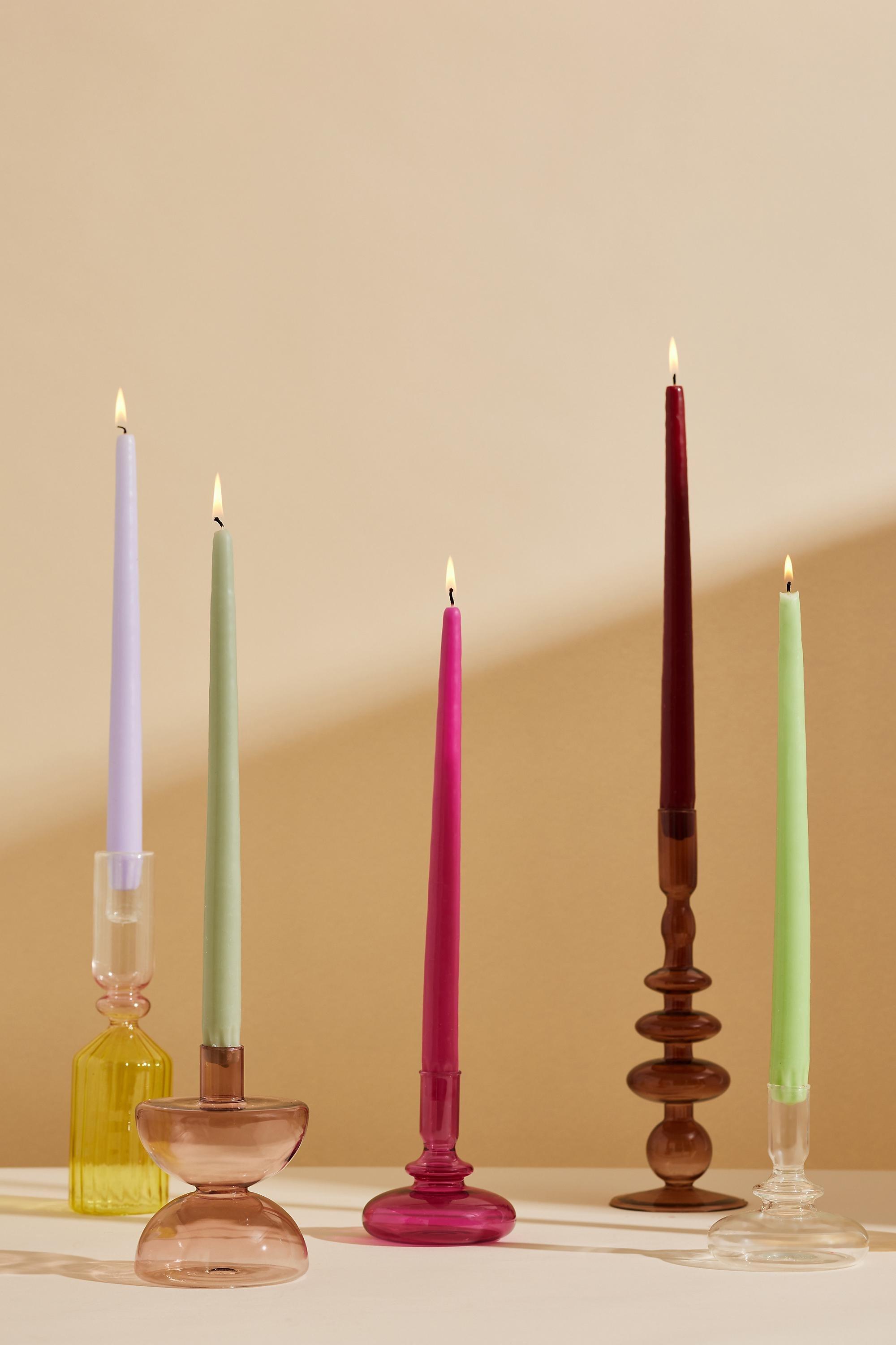 Anthropologie - Set of 2 Taper Candles, Maroon