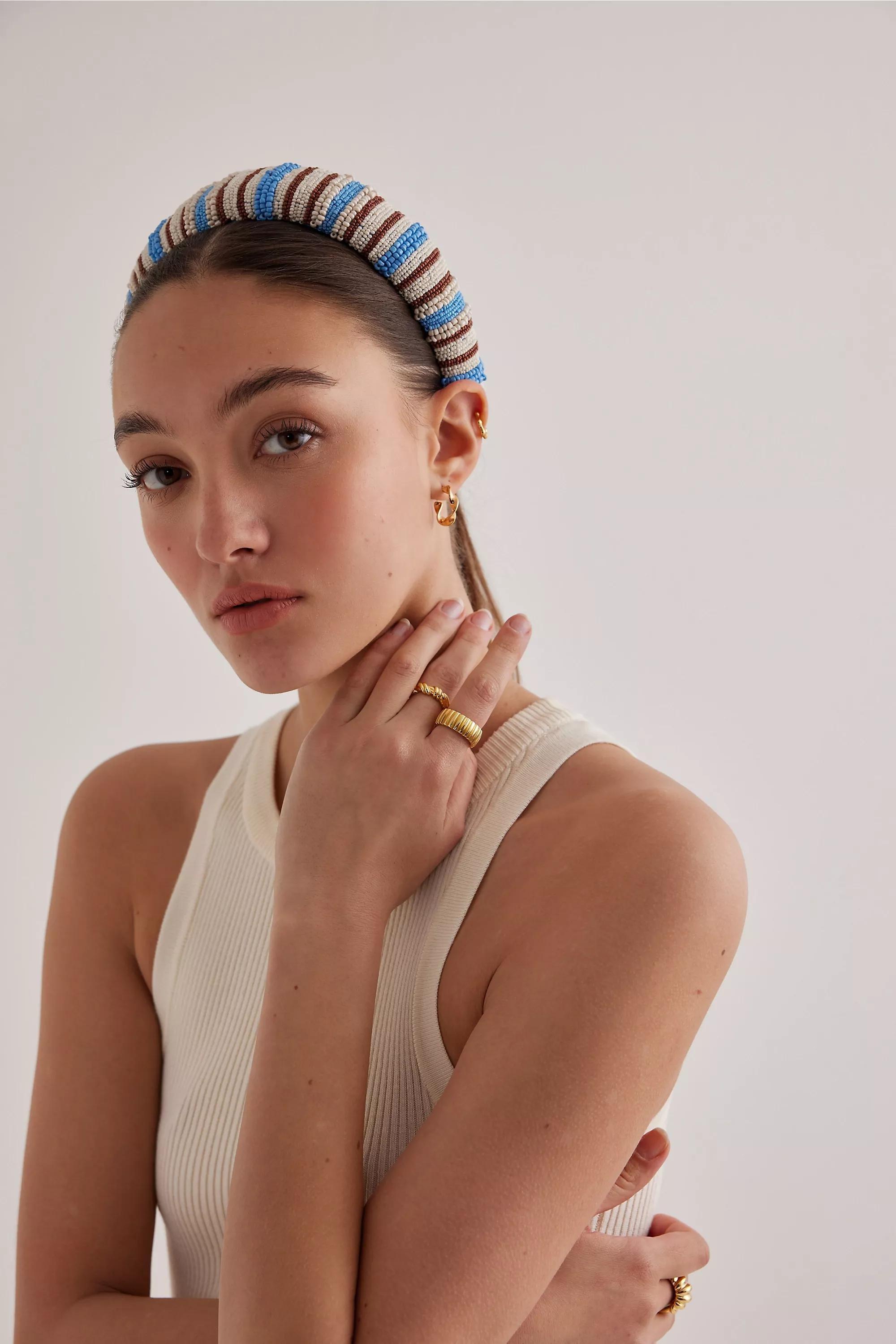 Becksondergaard Stripe Beaded Headband, Blue, , large image number 0