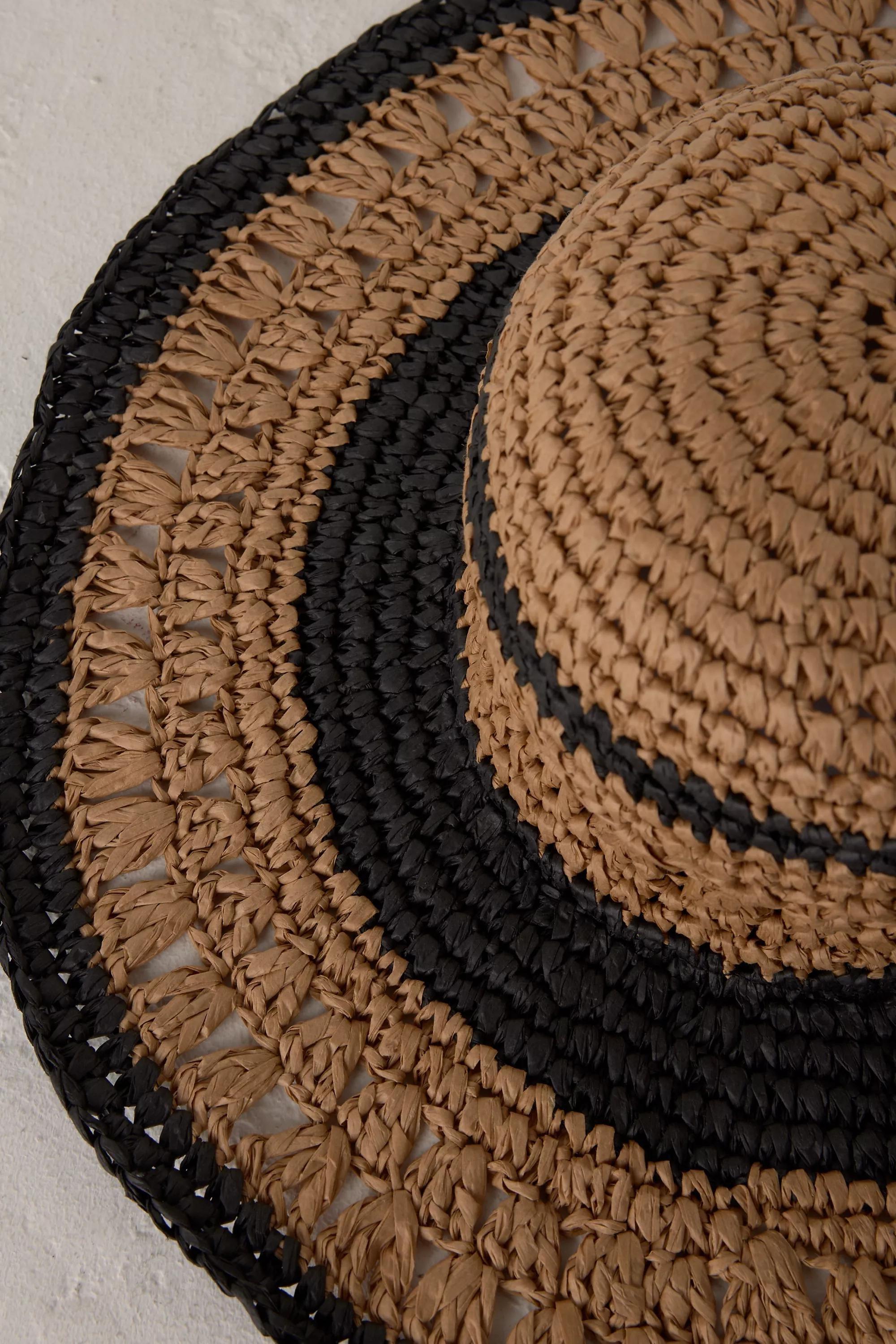 Blk Woven Straw Hat, , large image number 1