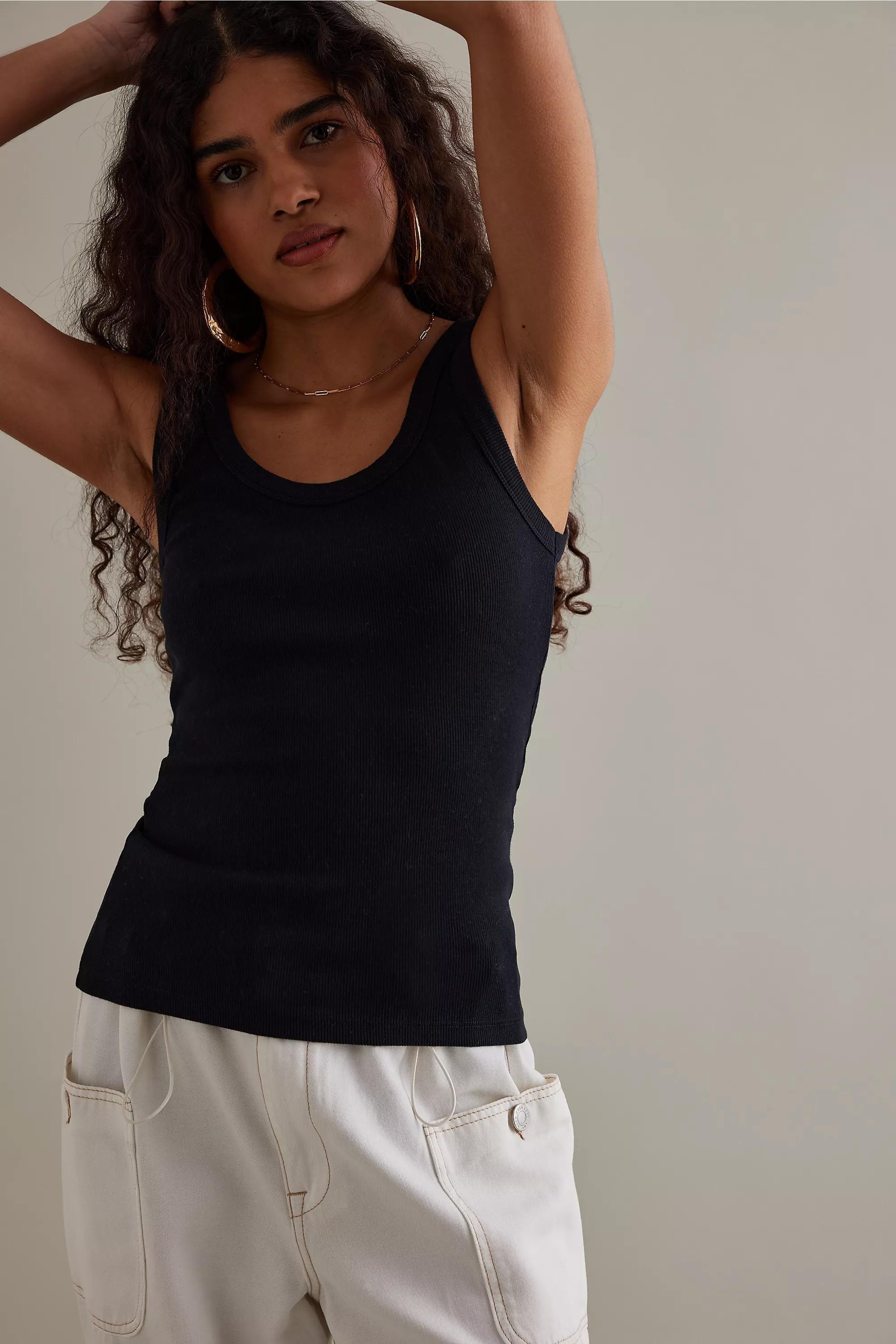 Anthropologie Plain Tank Top, Black, A501_0001, large image number 1