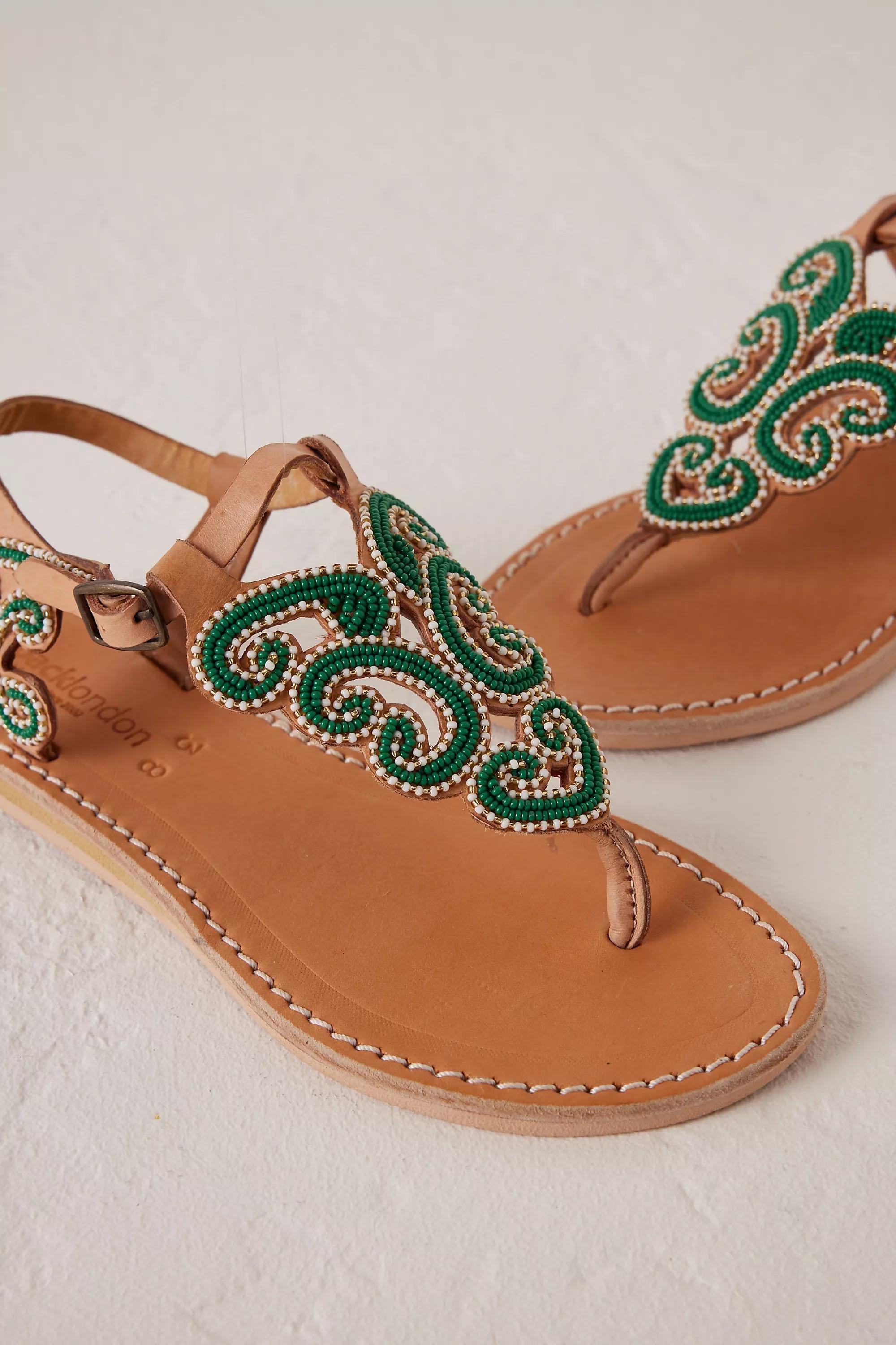 Laidback London Paisley Toe-Post Sandals, Green, , large image number 2