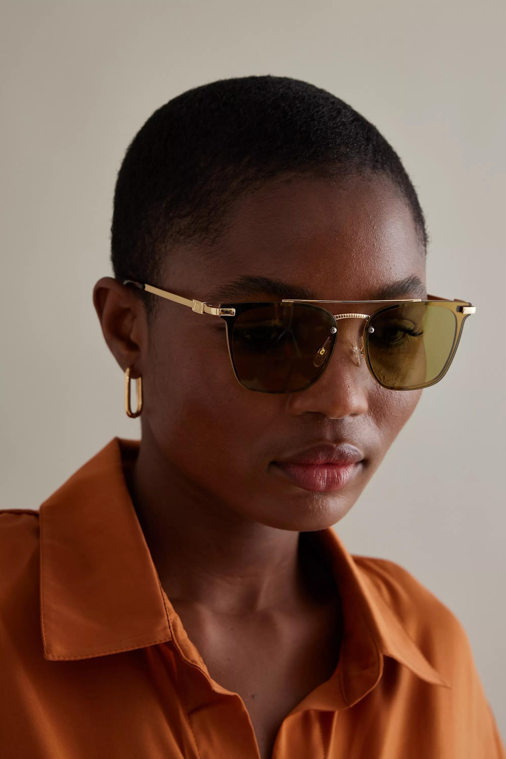 Le Specs Metal Aviator Sunglasses, Green, , large image number 1
