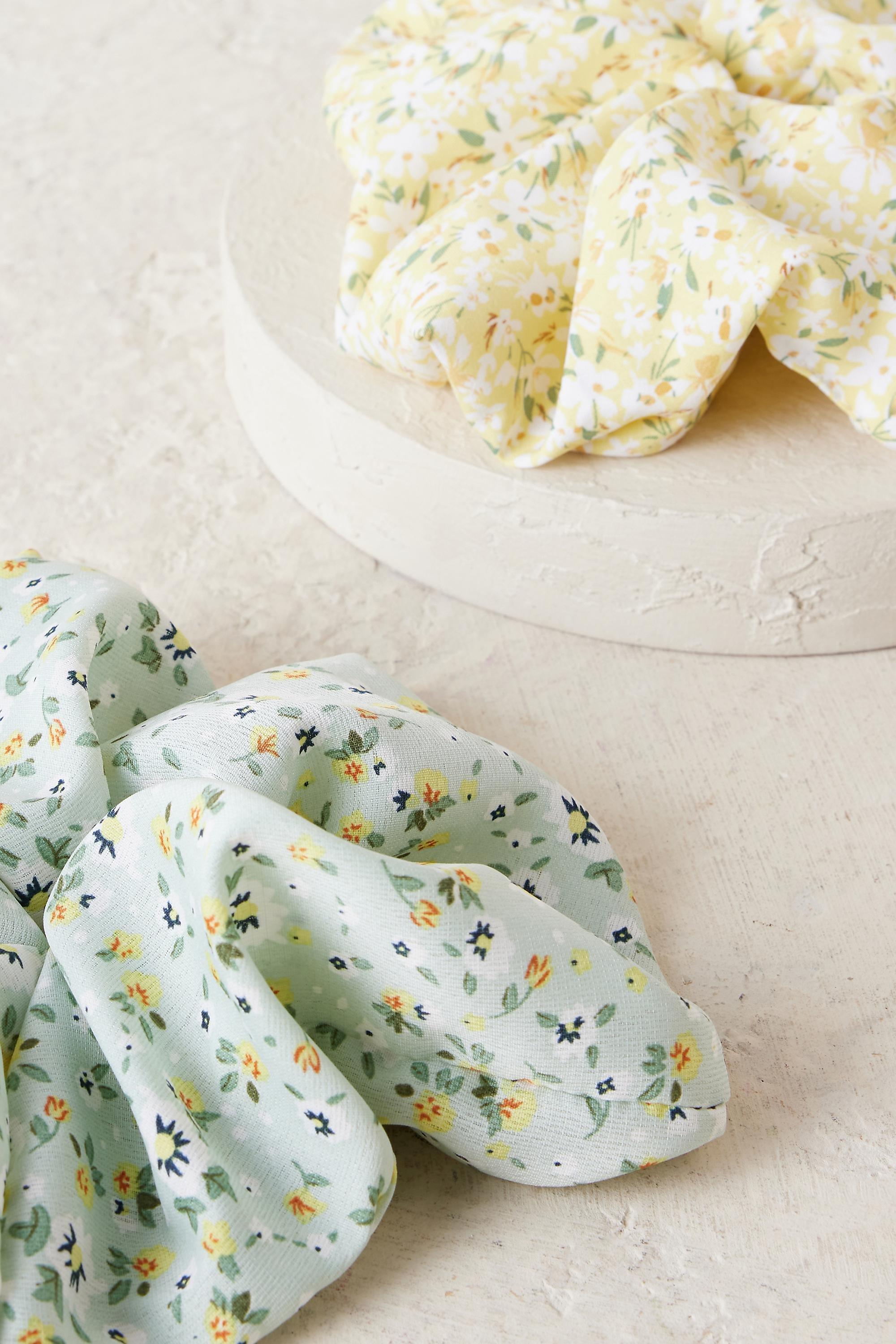 Uk Ditsy Floral Large Scrunchie 2pcs, Yellow, A501_0072, large image number 1